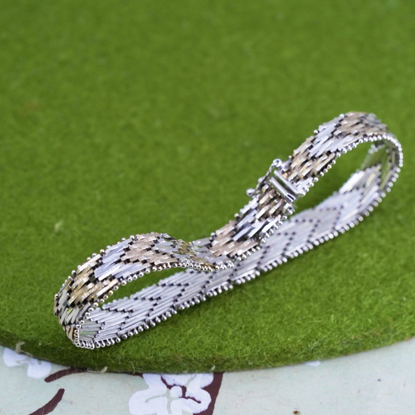 6.75”, 8mm, Vintage sterling silver handmade bracelet, 925 silver Riccio chain
