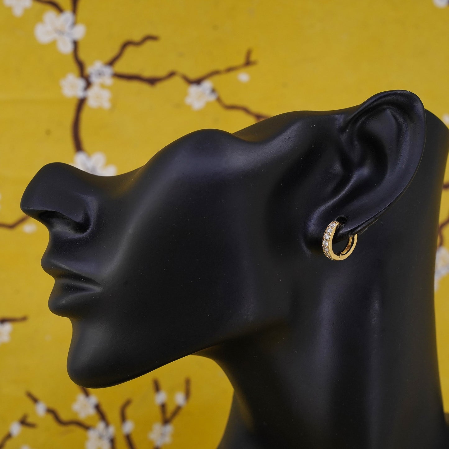 0.5", vintage vermeil gold over Sterling silver earrings, 925 huggie hoops cz