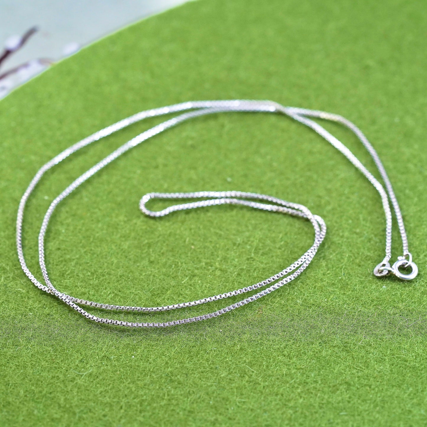 24", 1mm, Vintage Italian sterling 925 silver box chain, necklace