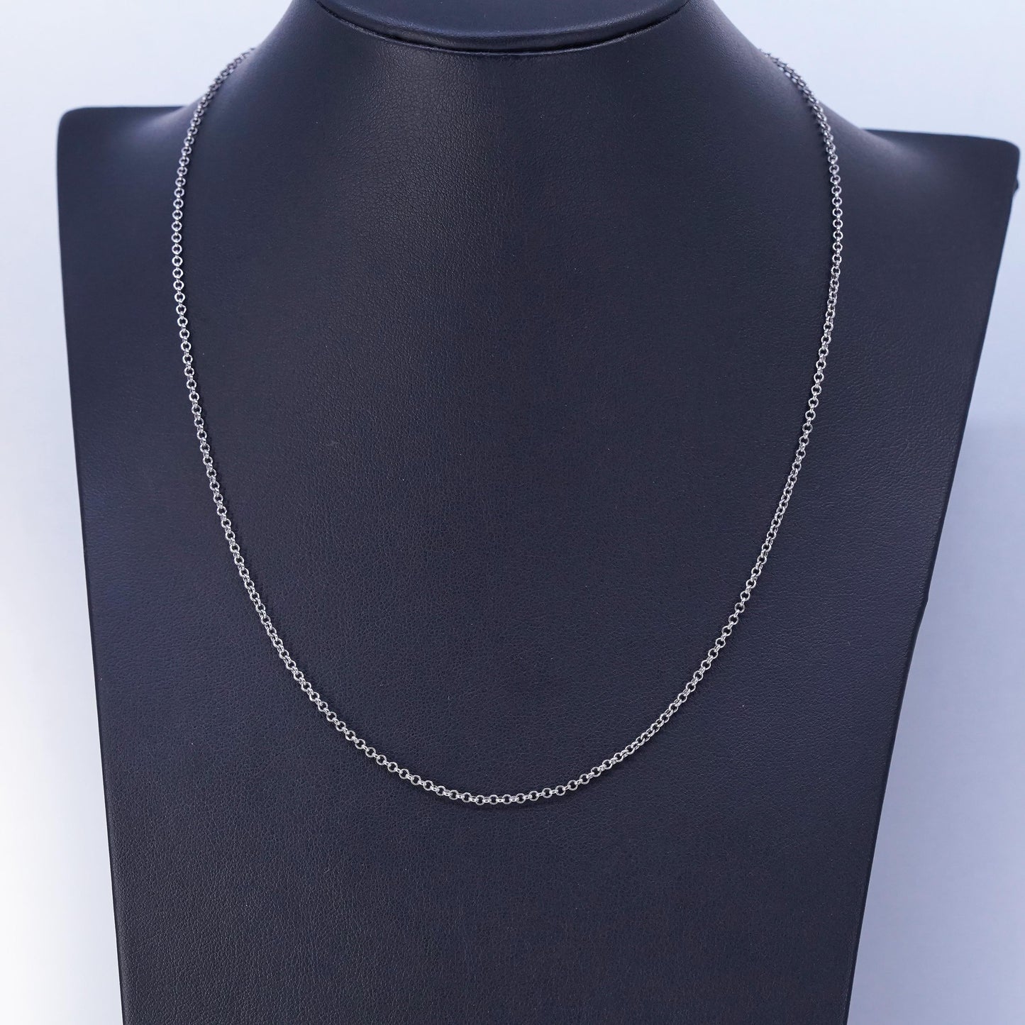 18” 1.6mm, vintage Sterling 925 silver circle chain necklace