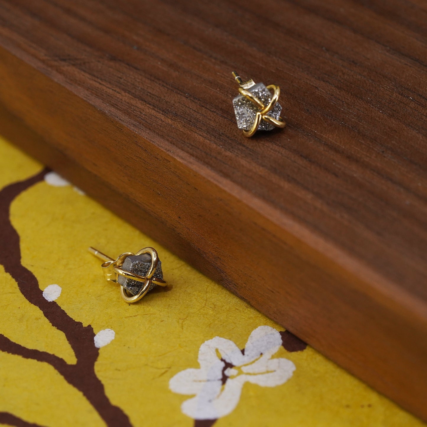 Vermeil gold over Sterling silver natural druzy agate studs, earrings