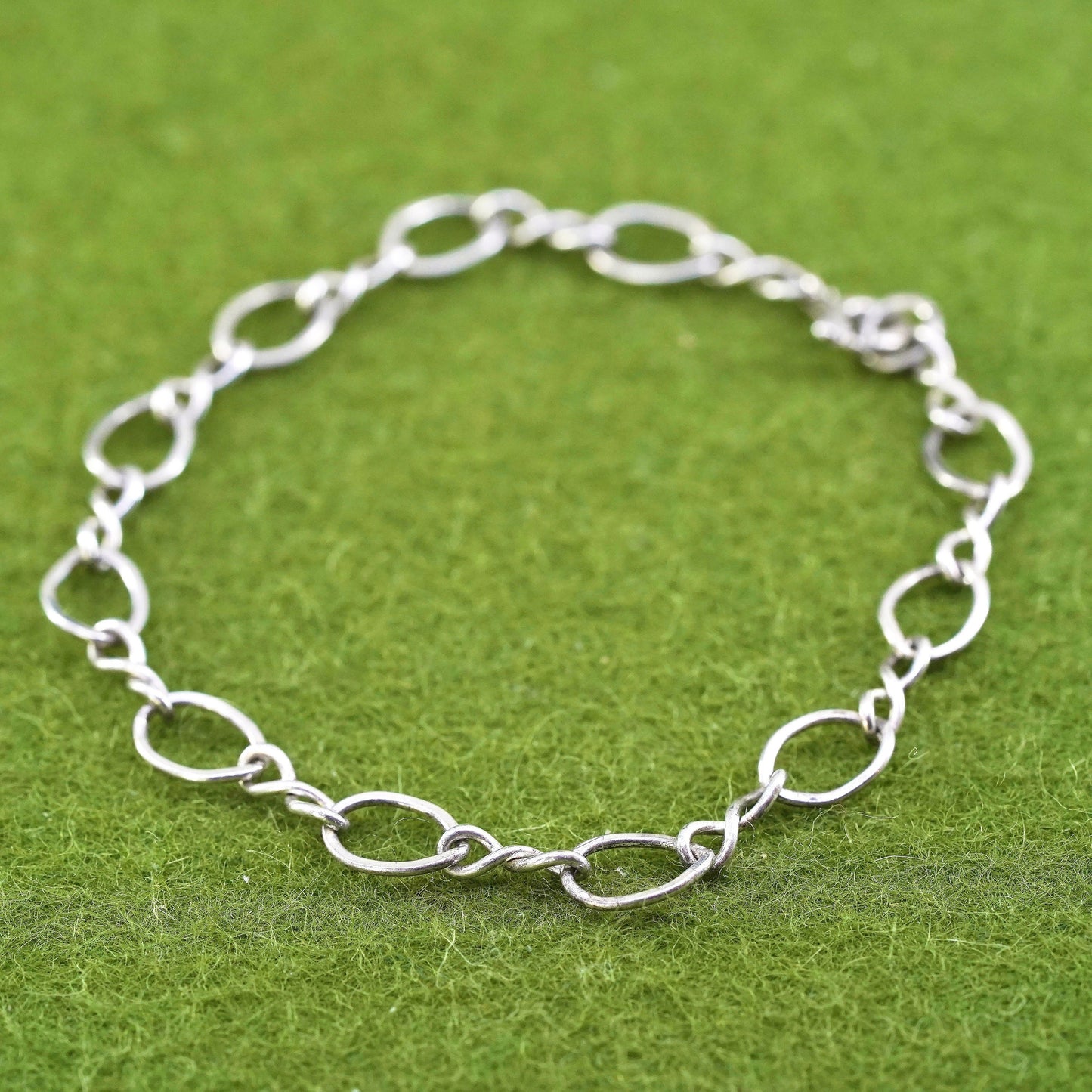 6.5”, 7mm, Vintage sterling 925 silver twisted curb bracelet