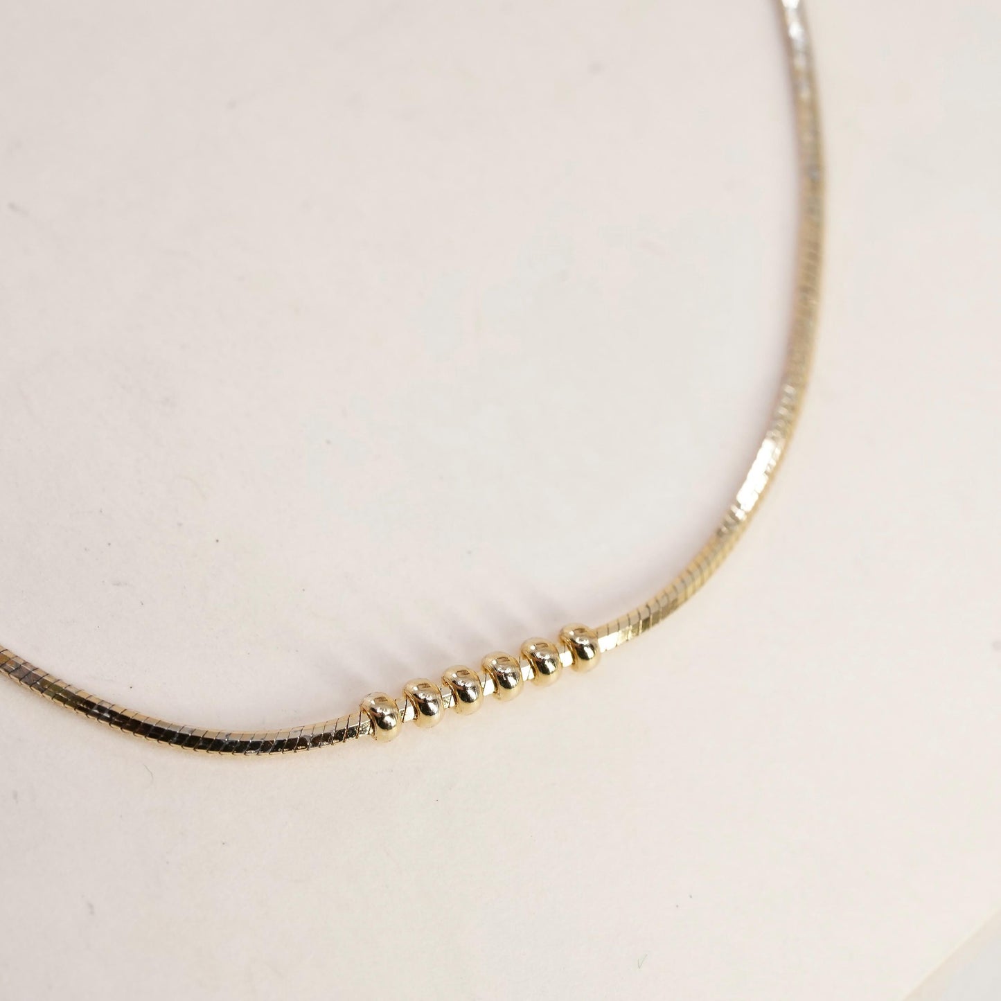 7", Vintage gold over sterling silver bracelet, 925 snake chain with beads