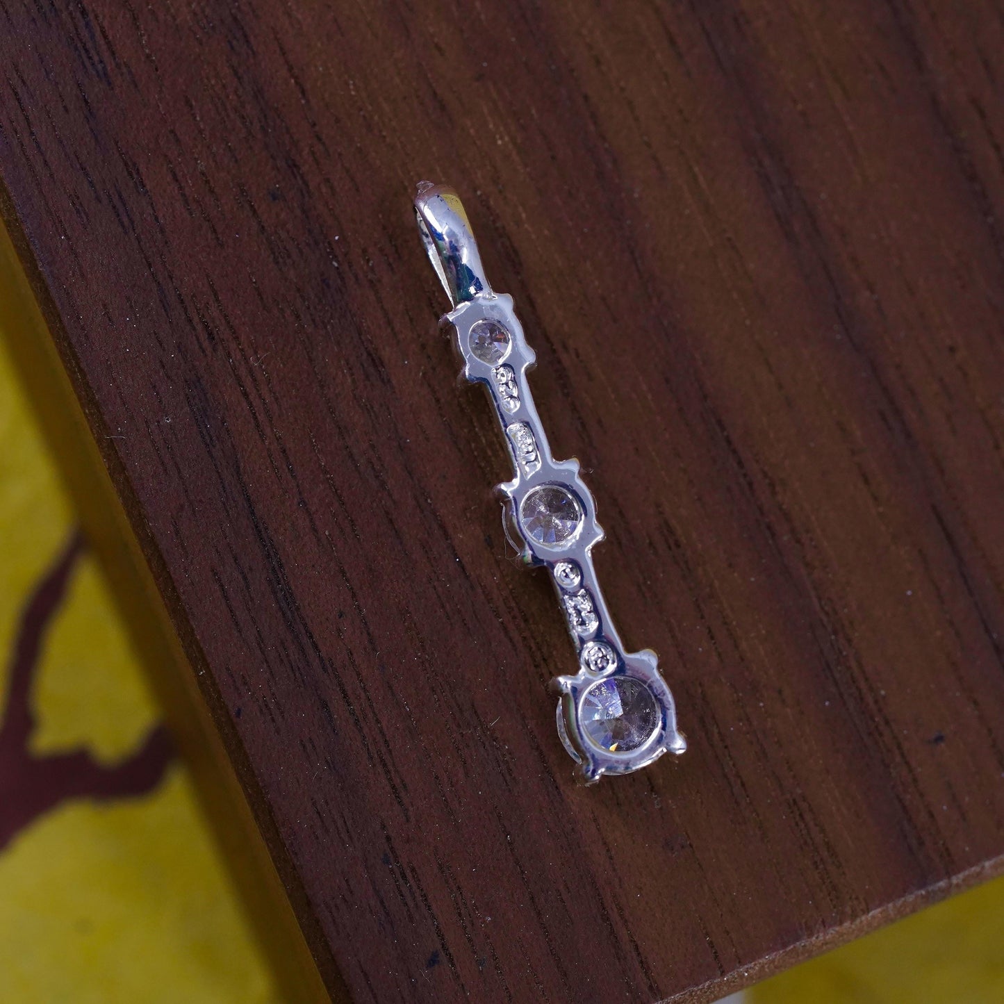 Vintage modern Sterling silver handmade pendant, 925 wave Pendant with CZ