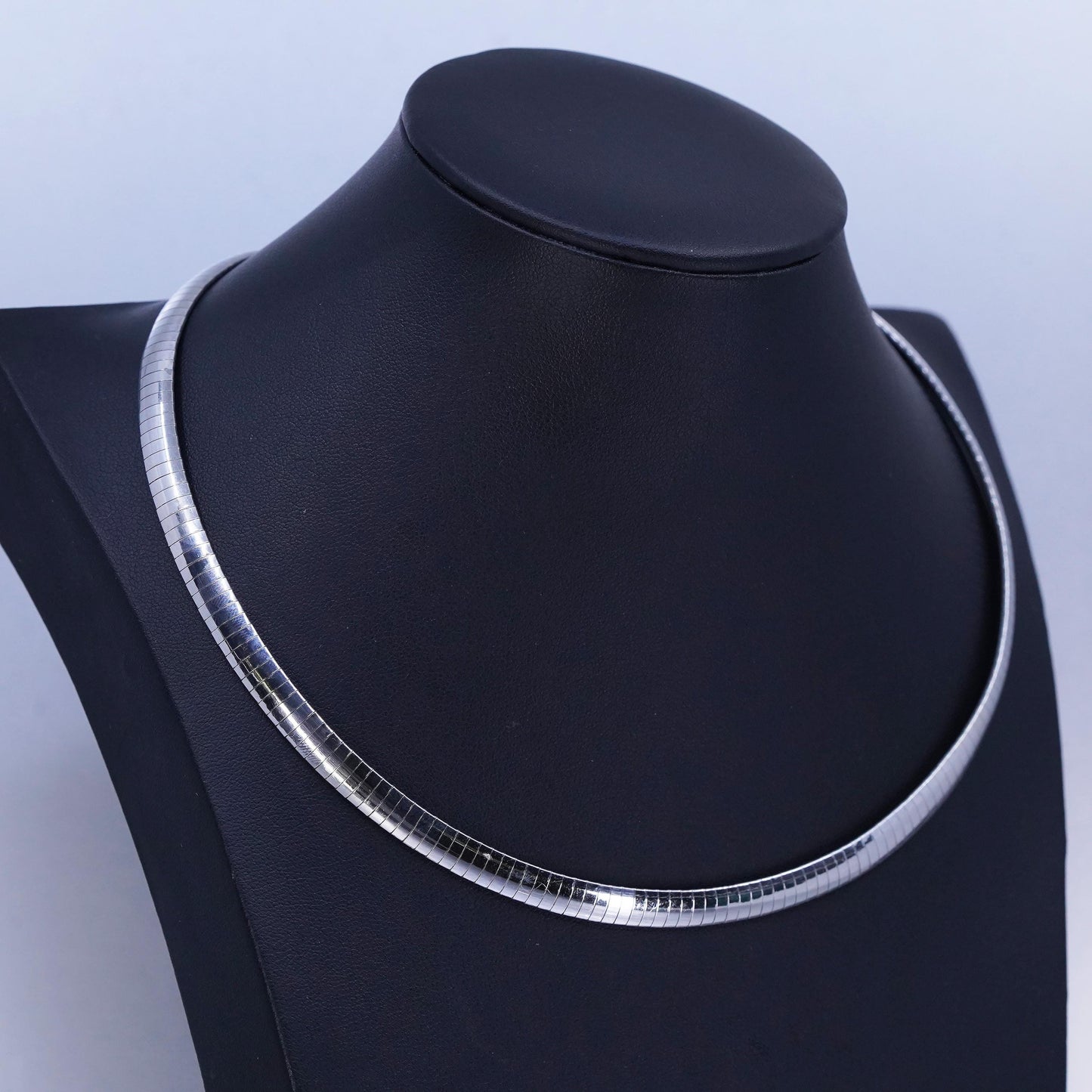 18” 7mm, vintage Italy 925 silver omega chain necklace