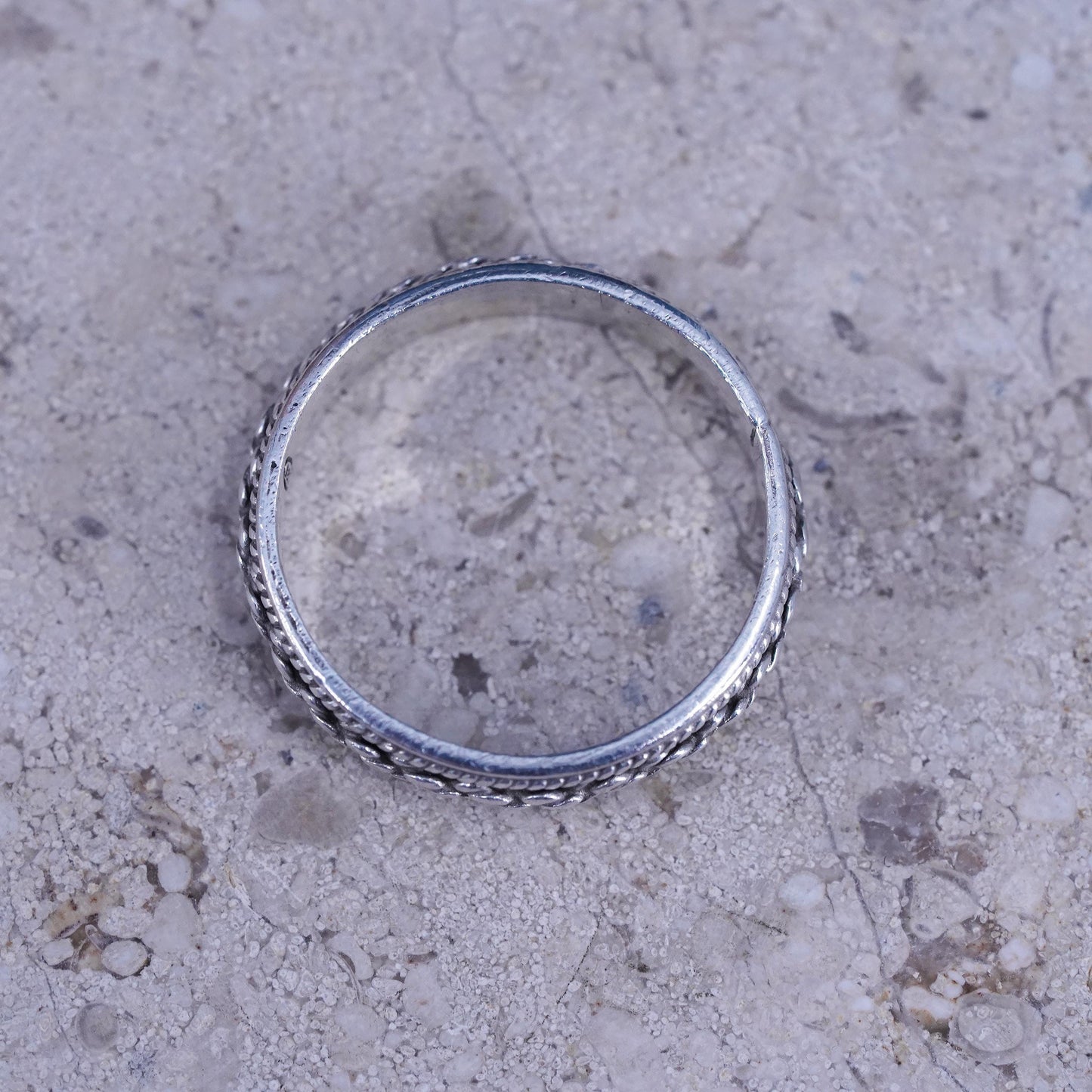 Size 7.5, vintage Sterling silver handmade ring, 925 cable band