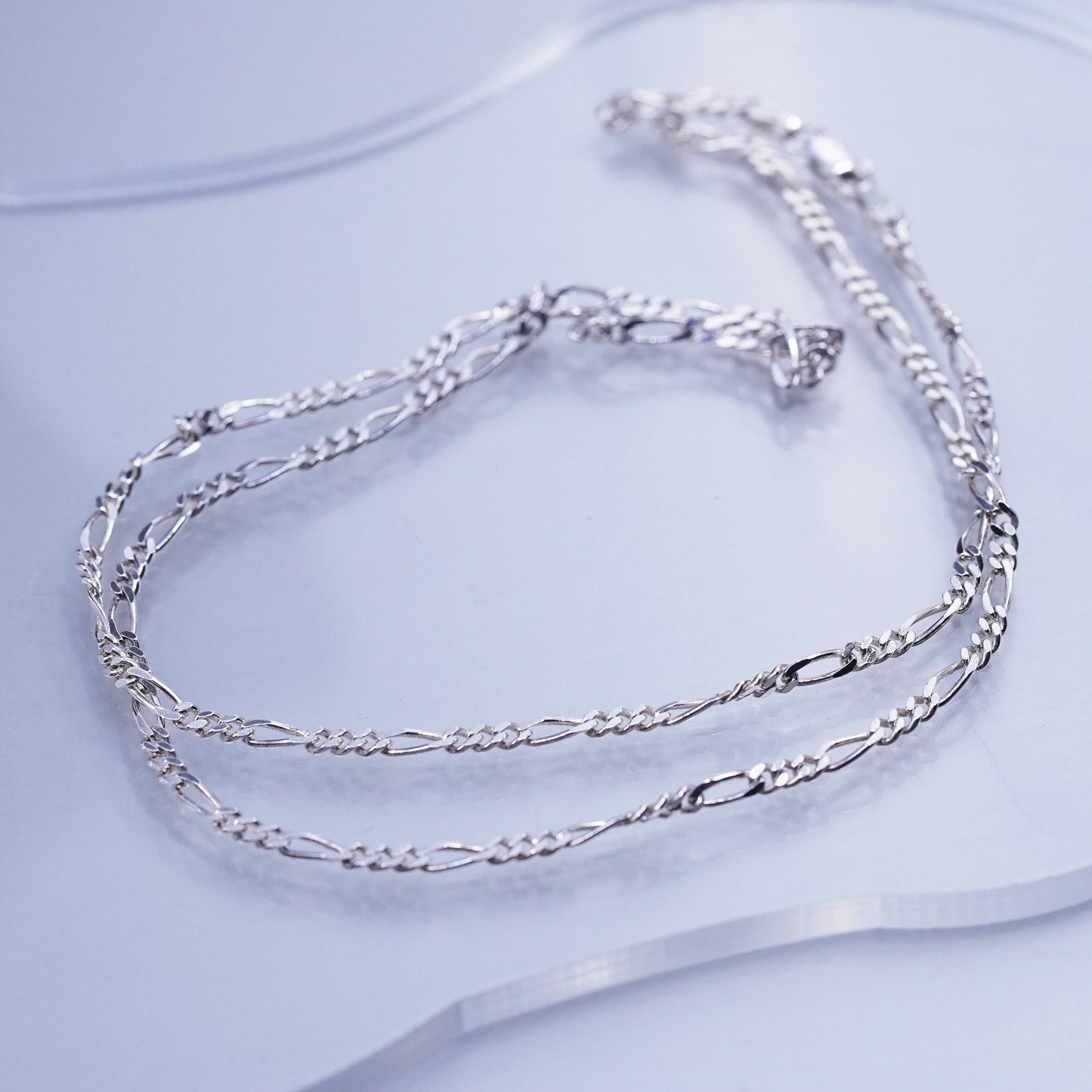 24” 3mm, vintage Romania Sterling 925 silver figaro chain necklace