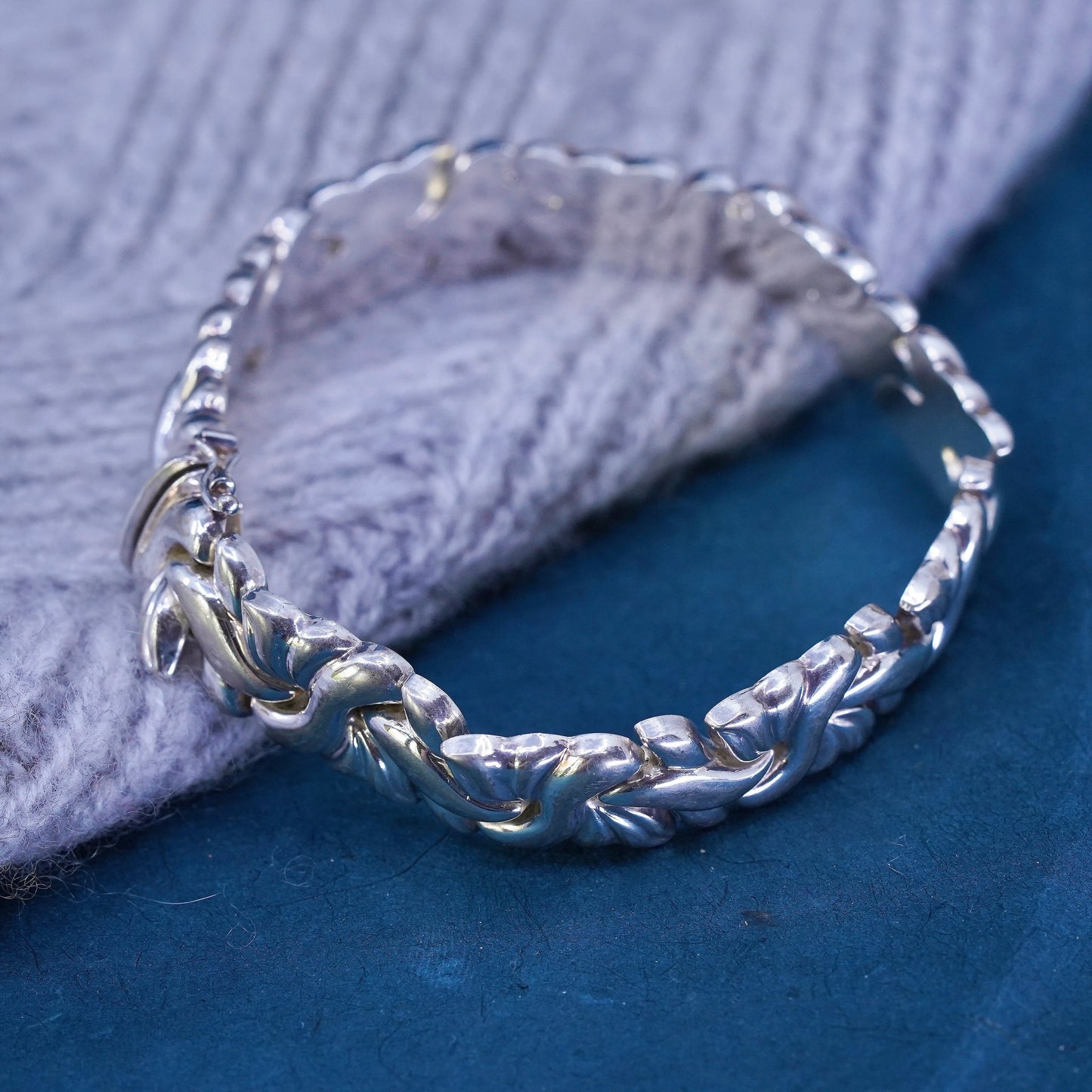 7.5", 13mm, vintage Sterling silver handmade bracelet, 925 tennis bracelet