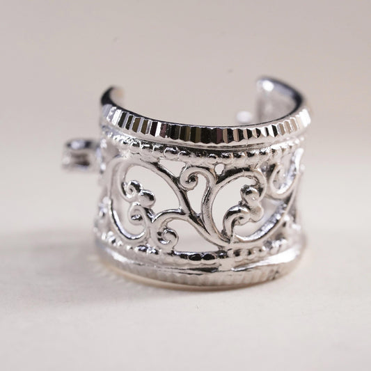 Vintage 925 Sterling Silver Filigree Open Hoop Huggie Post Single 1 earring