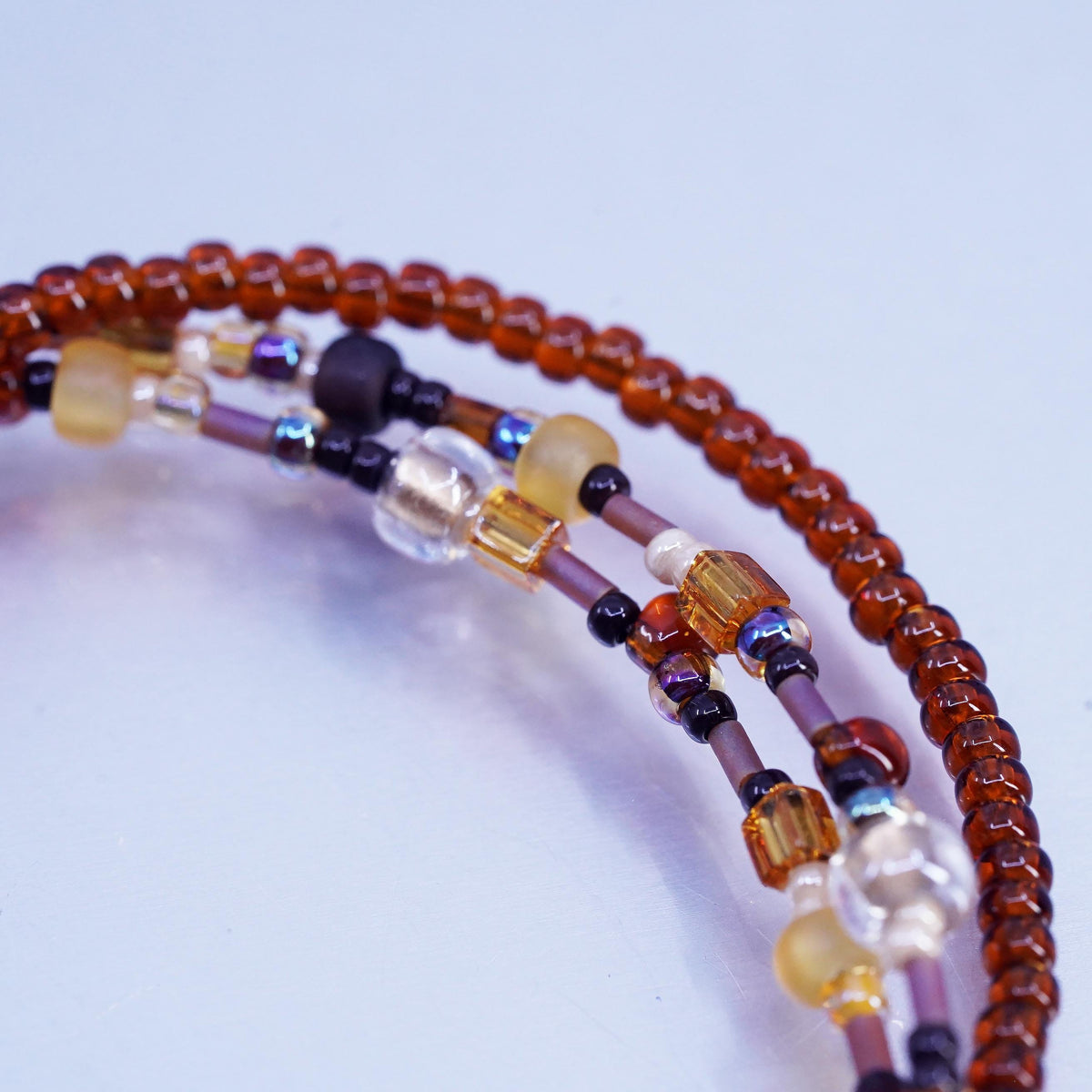 7”, Multi Strand Sterling Silver 925 Boho Bracelet Garnet Citrine beads