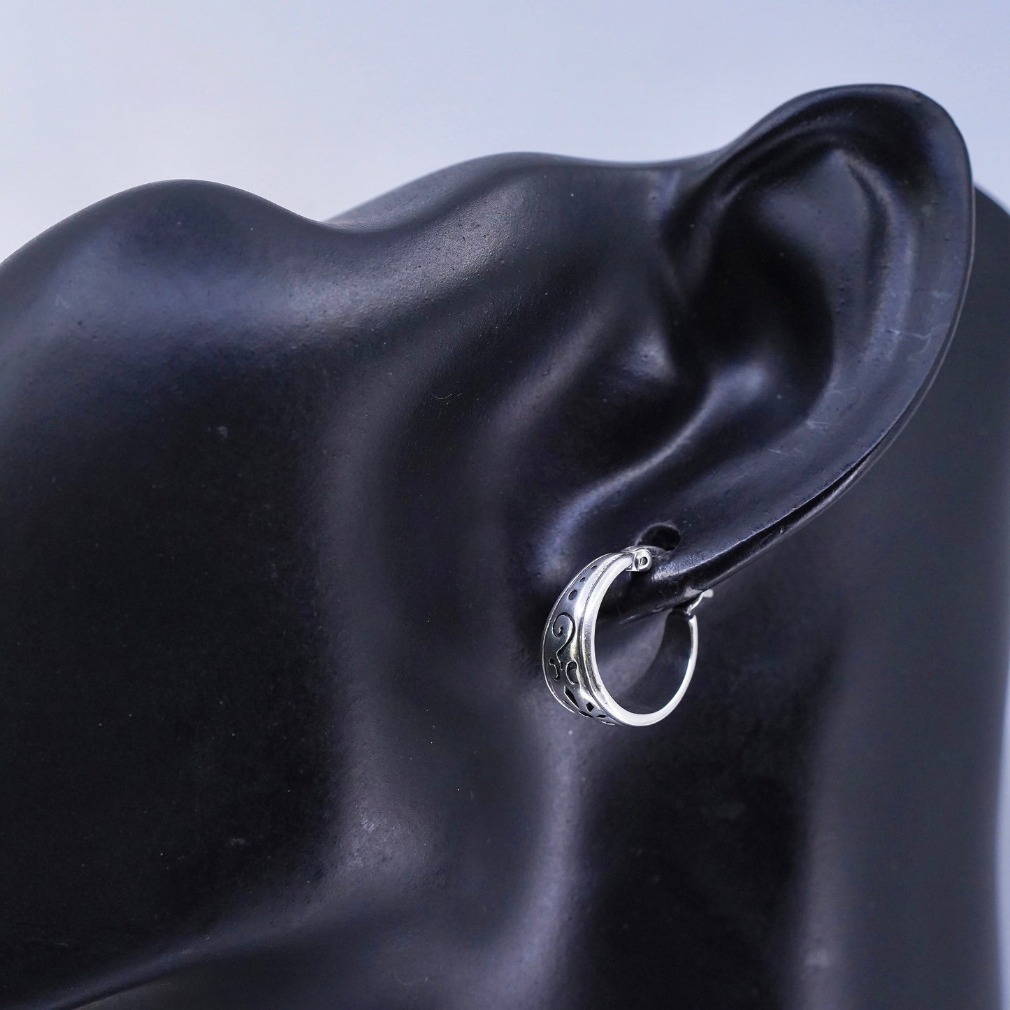 0.5”, vintage Sterling silver handmade earrings, 925 huggie hoops