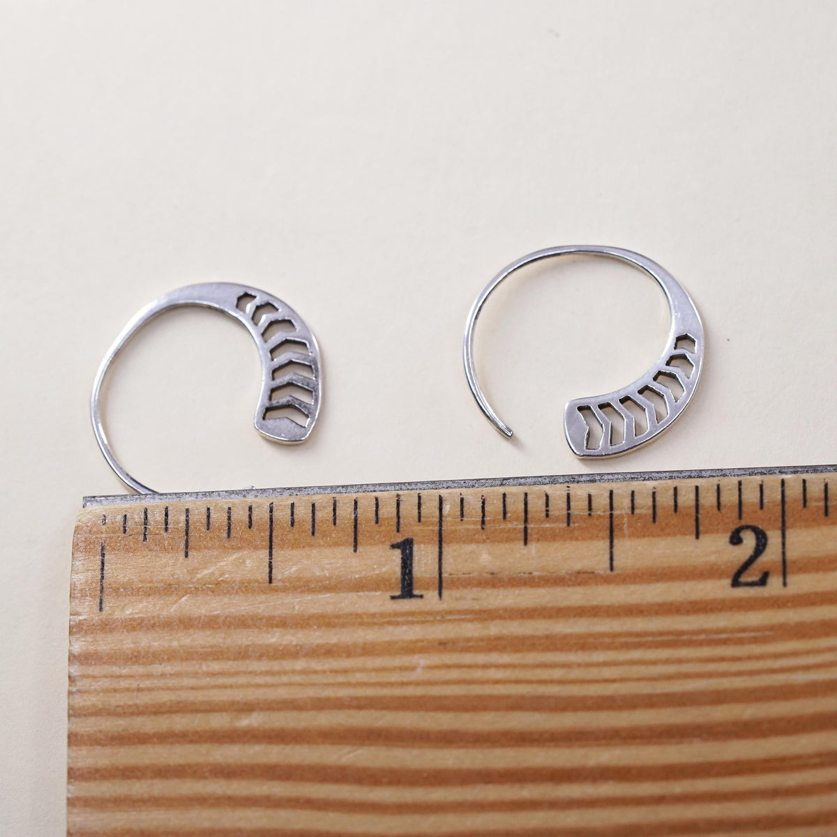 Vintage Sterling silver handmade earrings, 925 filigree sprial hoops