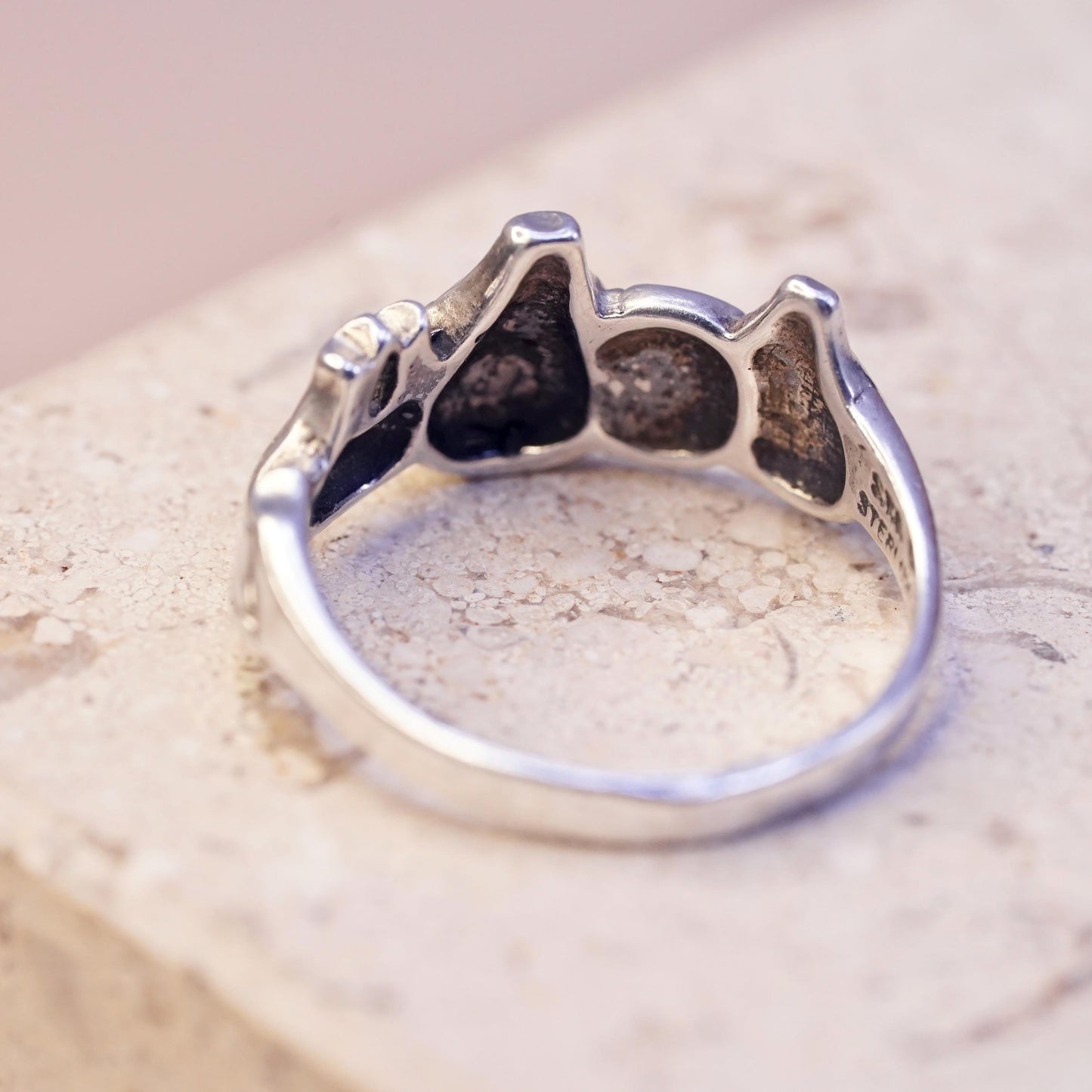 Size 8, Vintage sterling silver handmade hot air balloon ring, 925 band