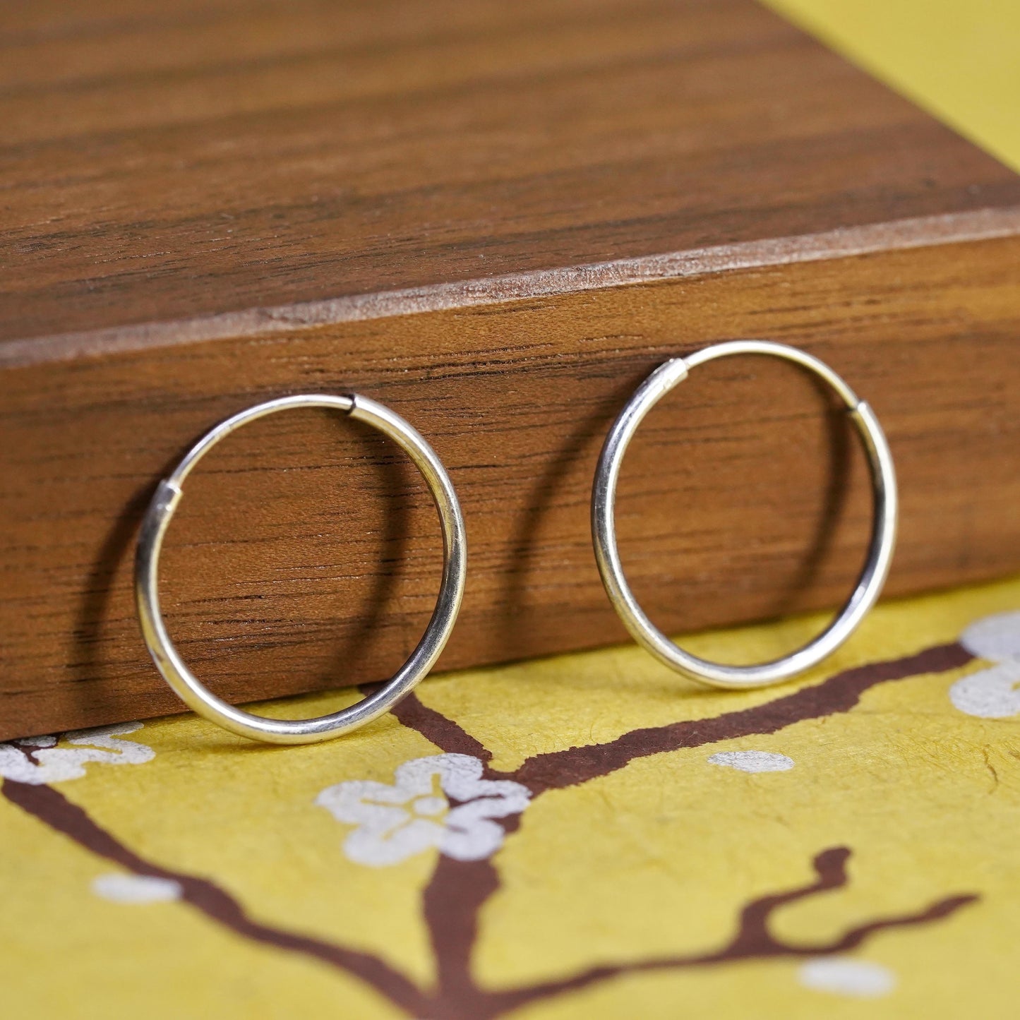 0.75”, Vintage Sterling silver handmade earrings, 925 hoops