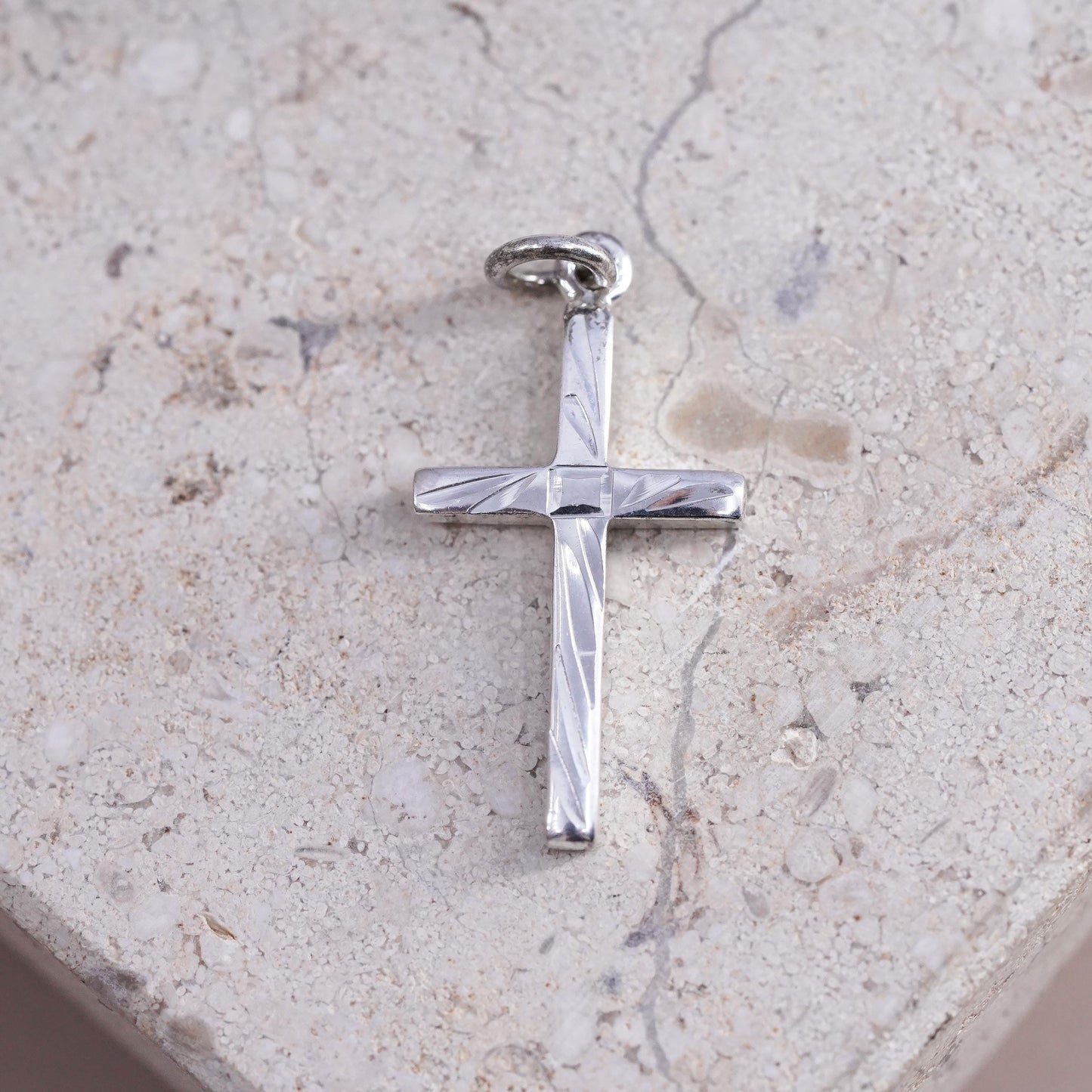 Sterling silver handmade charm, solid 925 silver cross pendant