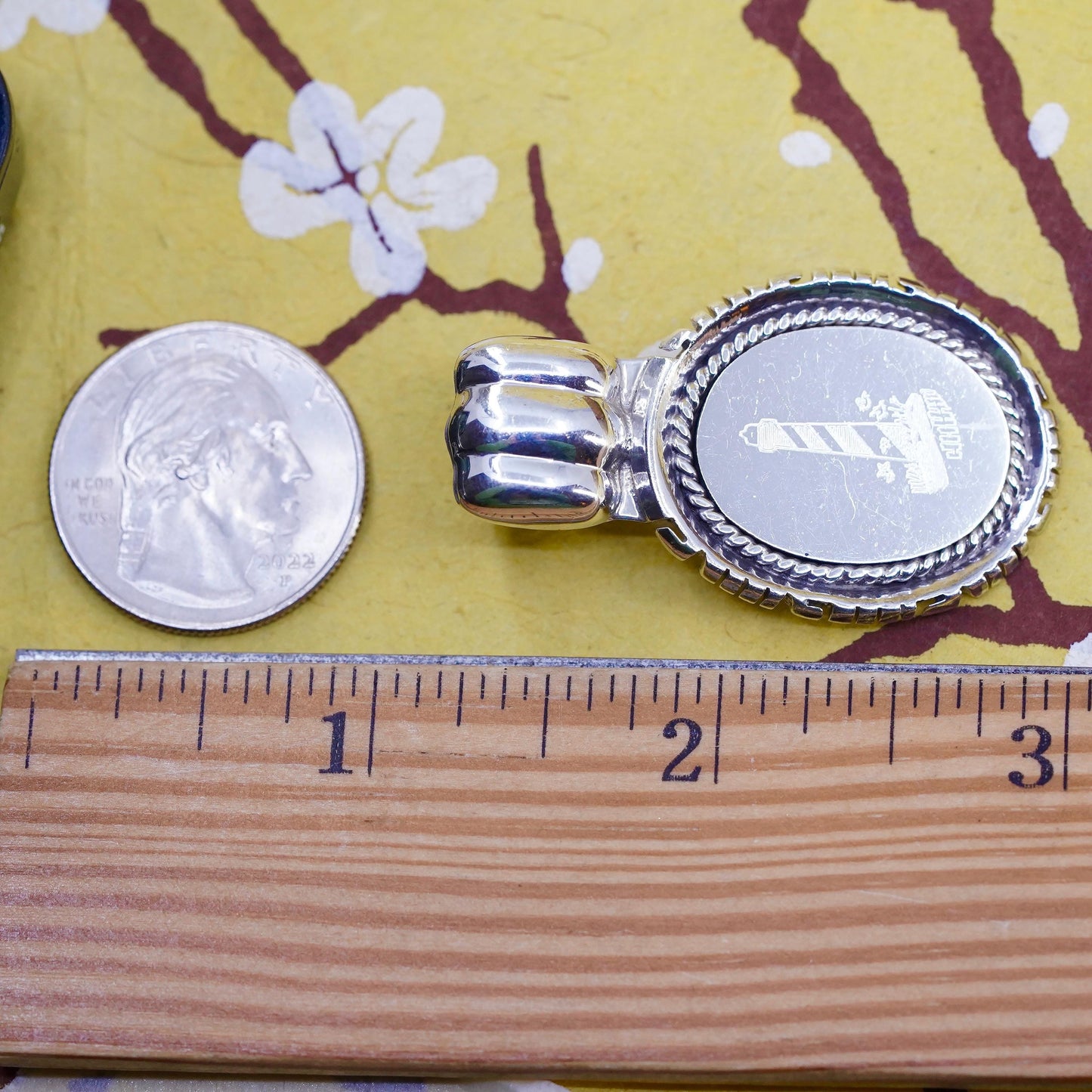 southwestern sterling silver pendant, 925 pendant engraved lighthouse cable
