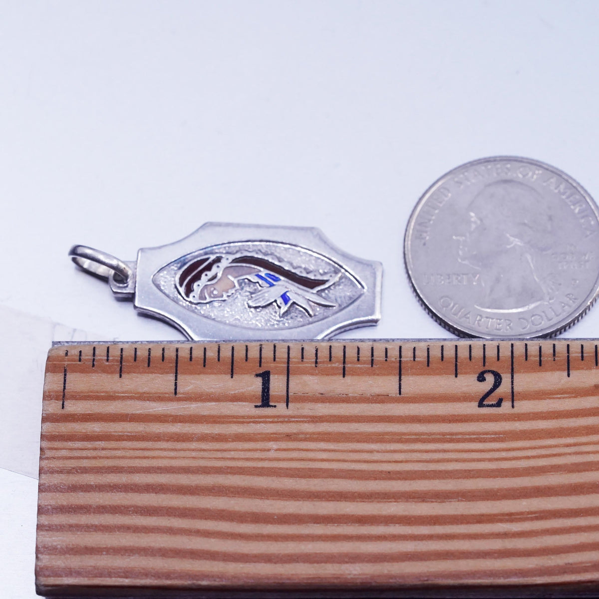 800 Sterling Silver Virgin Mary Pendant, Our Lady Madonna Religious Medal Charm