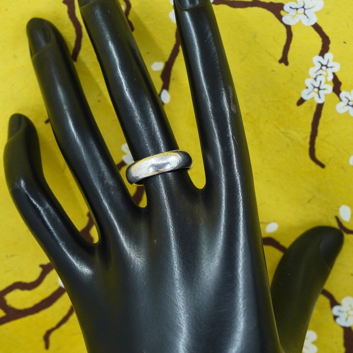 size 6.75, vintage Sterling silver handmade ring, solid 925 silver wedding band