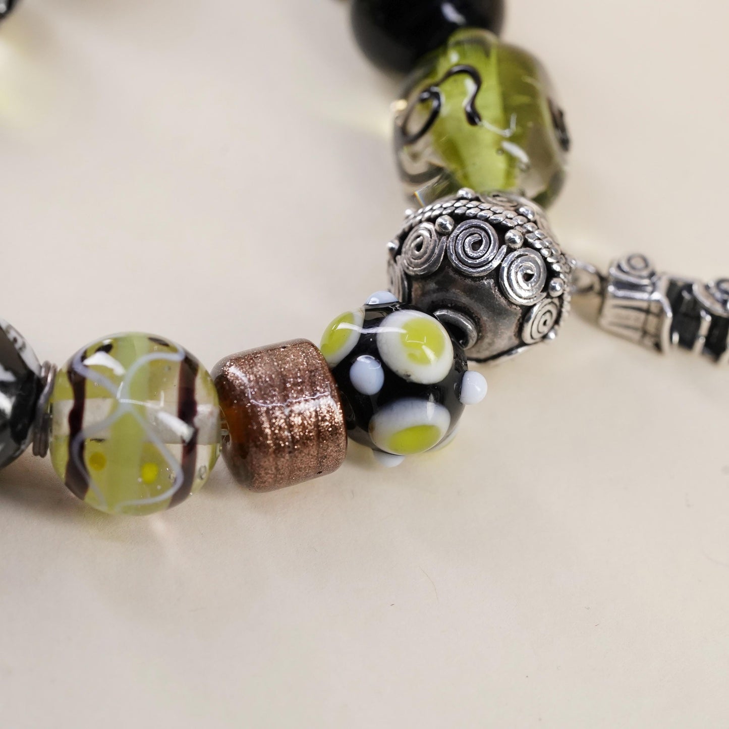 7”, Sterling 925 silver Lampwork Glass Bead Bracelet, Binoculars jeep car USA