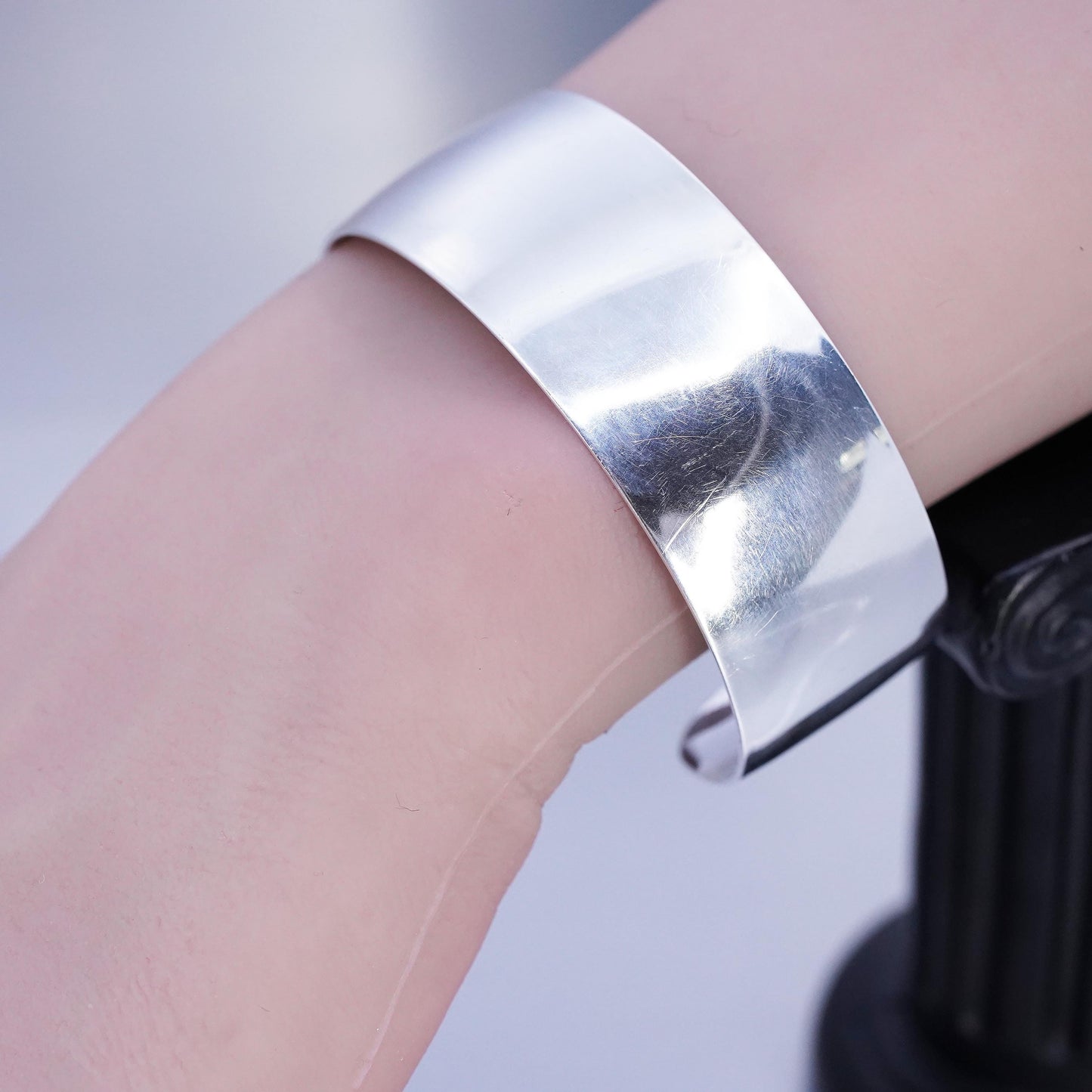6.5”, Vintage UK Sterling 925 silver handmade bracelet, wide cuff