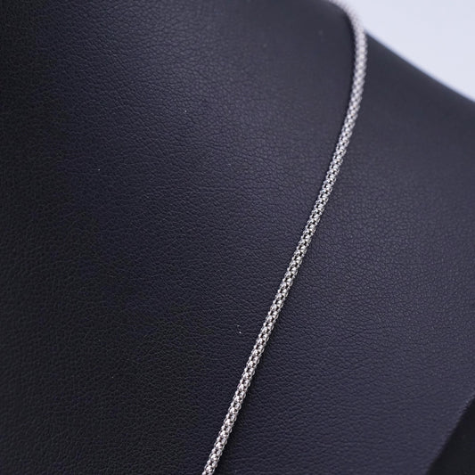 18" 1mm, vintage Italy Sterling 925 silver popcorn chain necklace