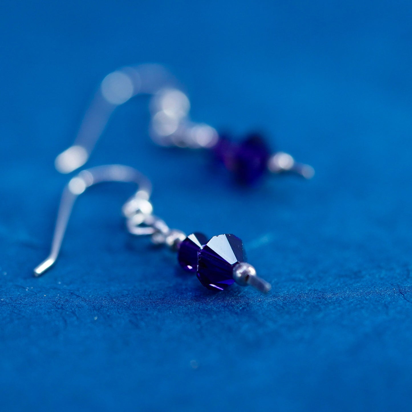 Vintage sterling 925 silver handmade earrings with pearl amethyst beads