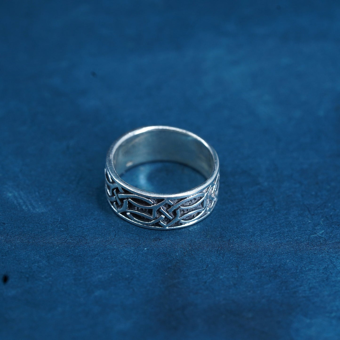 Size 7, vintage Sterling silver handmade ring, hopi 925 woven textured band