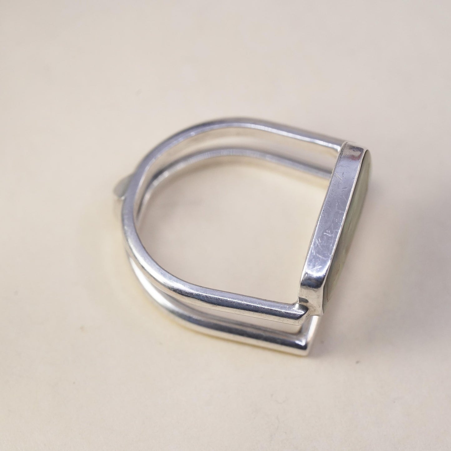 Size 6, Vintage southwestern sterling silver handmade ring, 925 band w/ abalone