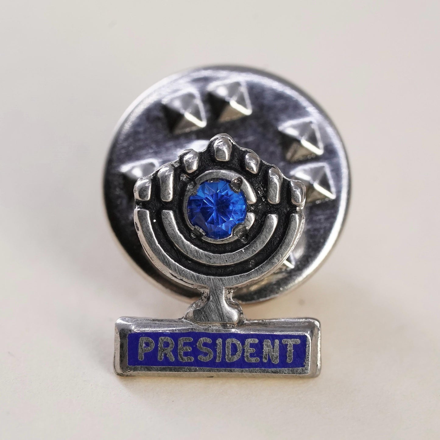 Menorah President Lapel Pin Sterling 925 silver Judaica Pin Jewish Organization