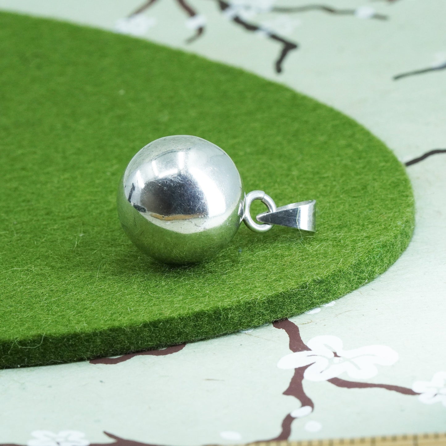 0.75” Sterling silver high polished chime harmony ball, 925 bell heart charm