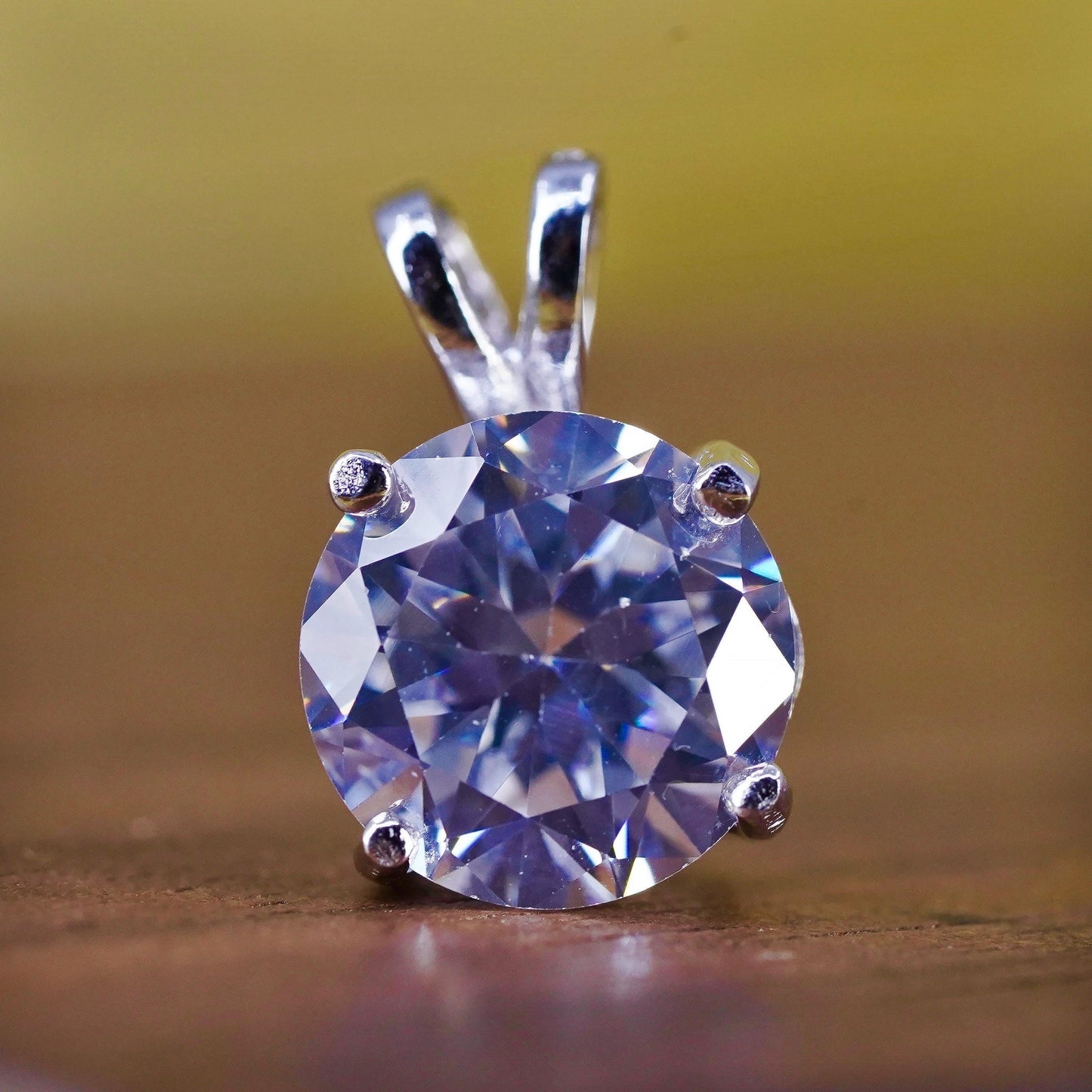 Vintage Sterling 925 silver handmade tiny pendant with cz