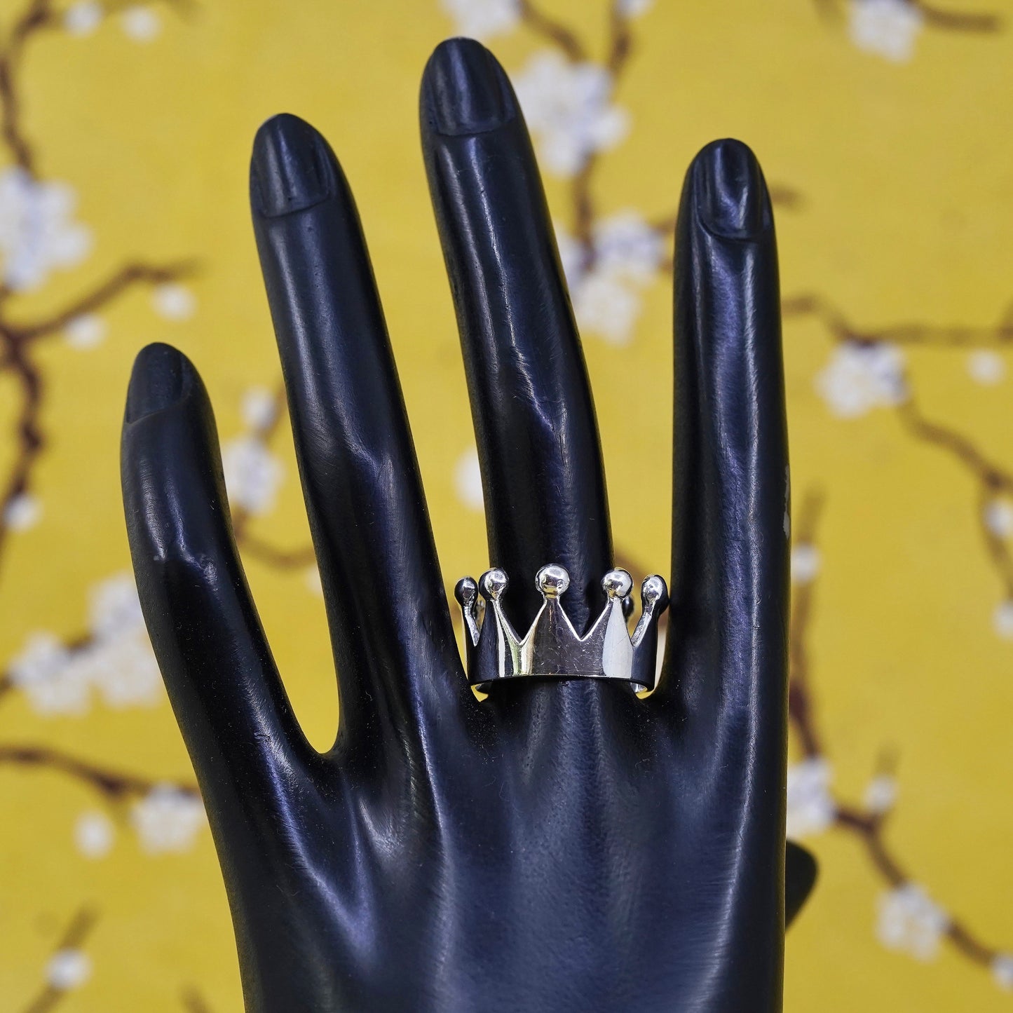 Size 9.5, Vintage Mexican Sterling 925 silver handmade crown Ring