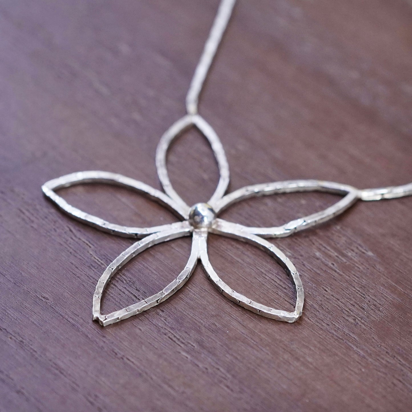 16”, vintage Italian handmade necklace, 925 snake chain with flower pendant