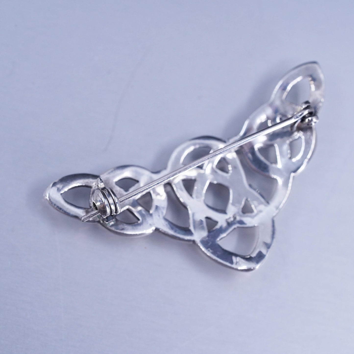 Vintage sterling silver handmade brooch, Irish 925 Celtic knot pin