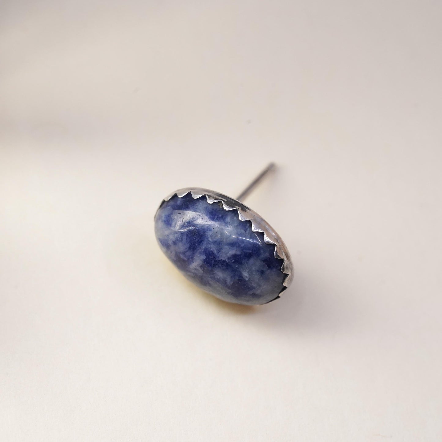 Native American Navajo single earring. Navajo Sterling 925 silver stud lapis