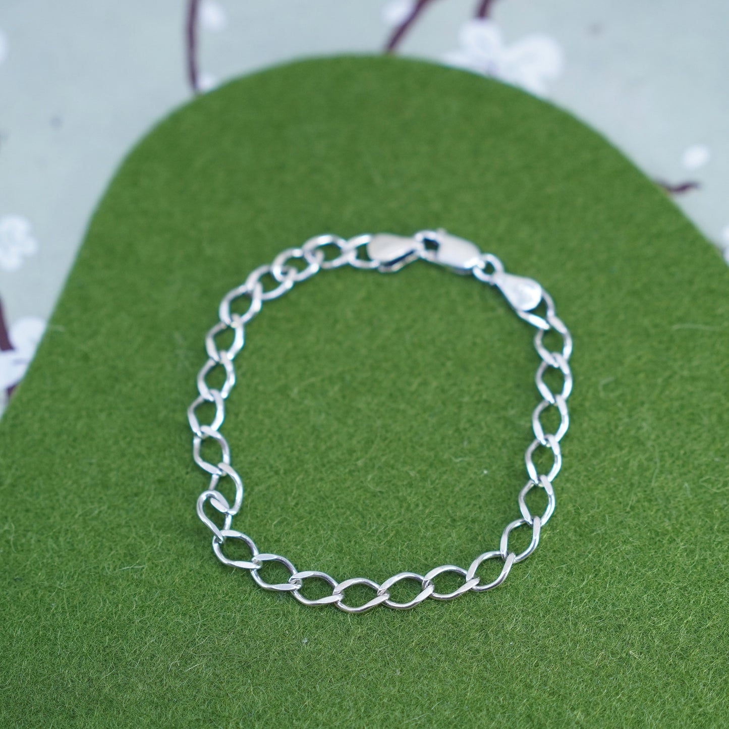 7”, 5mm, Vintage sterling 925 silver curb bracelet, stamped 925 Italy