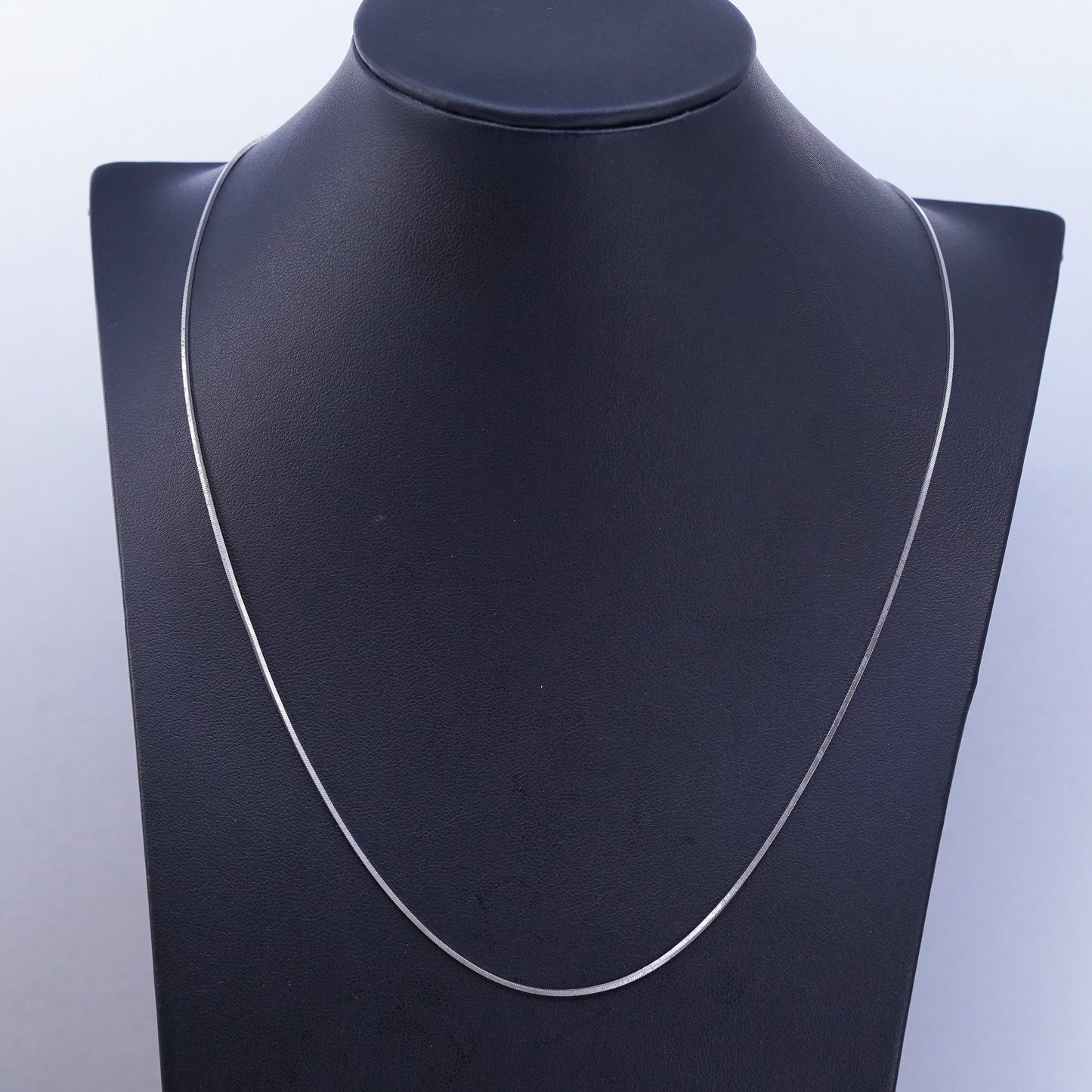 20” 1mm, vintage Italy Sterling 925 silver square snake chain necklace
