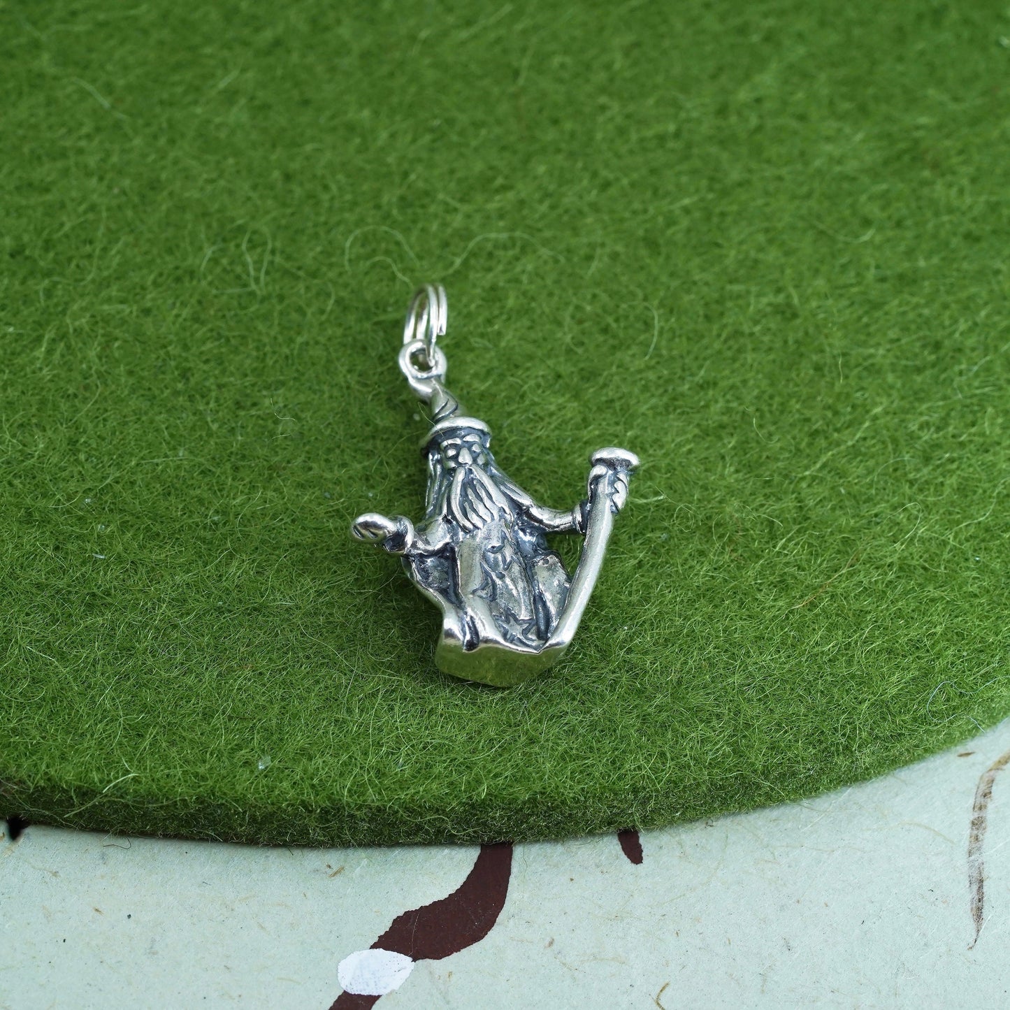 vintage Sterling silver handmade pendant, 925 witch charm
