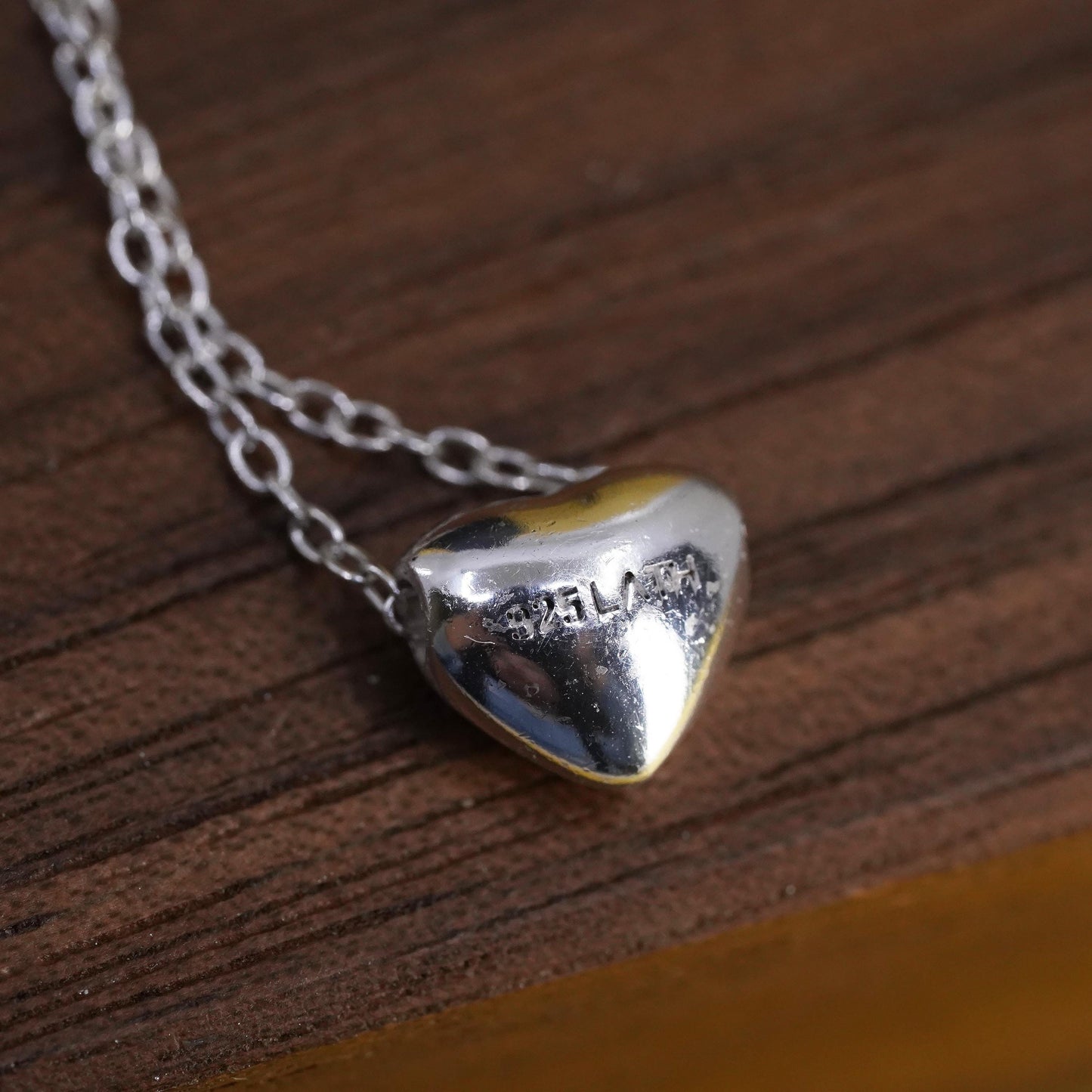 16+2", Italy Sterling 925 Silver Circle Chain Necklace with heart pendant