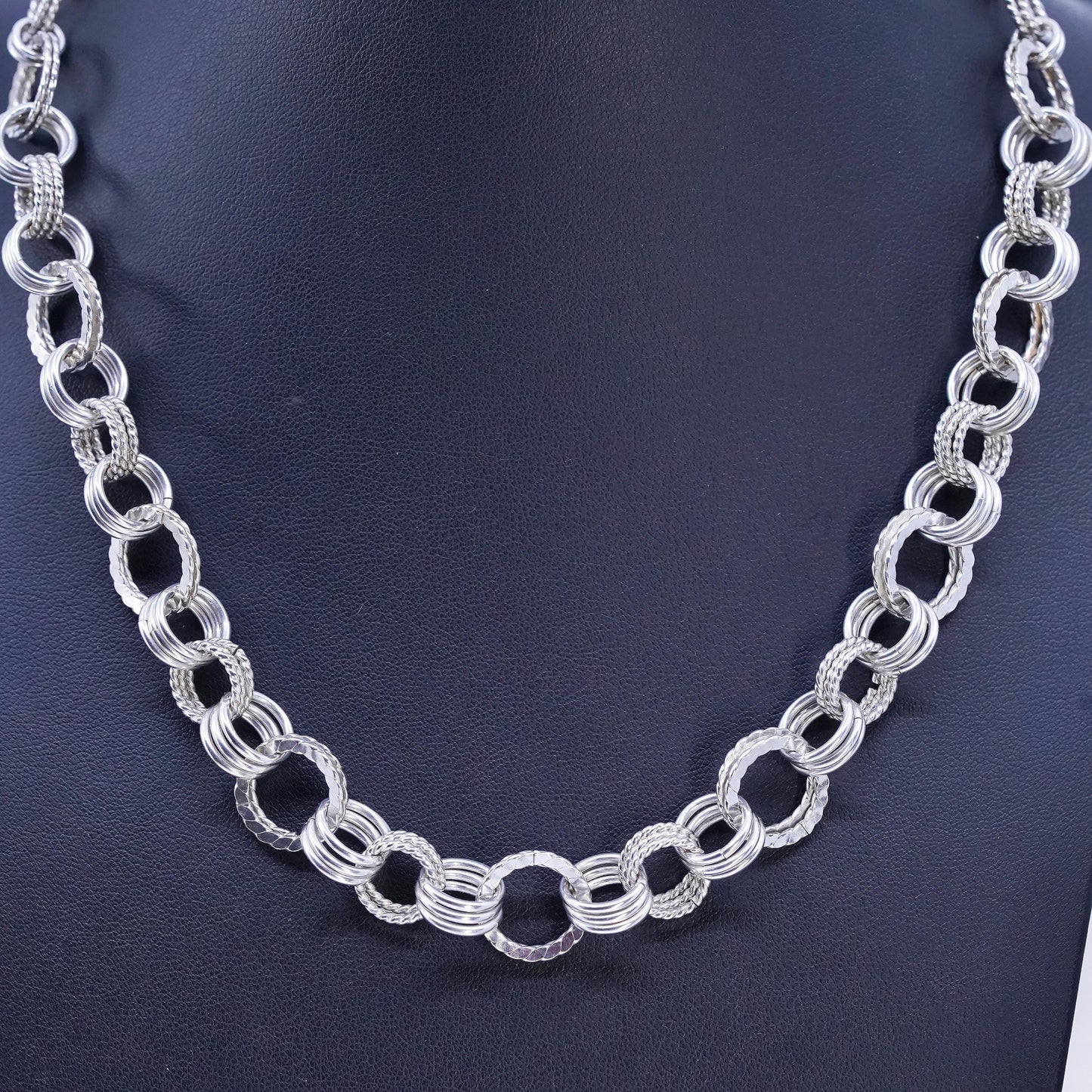 18" Sojourner Jewelry, Sterling 925 silver bold textured choker collar necklace