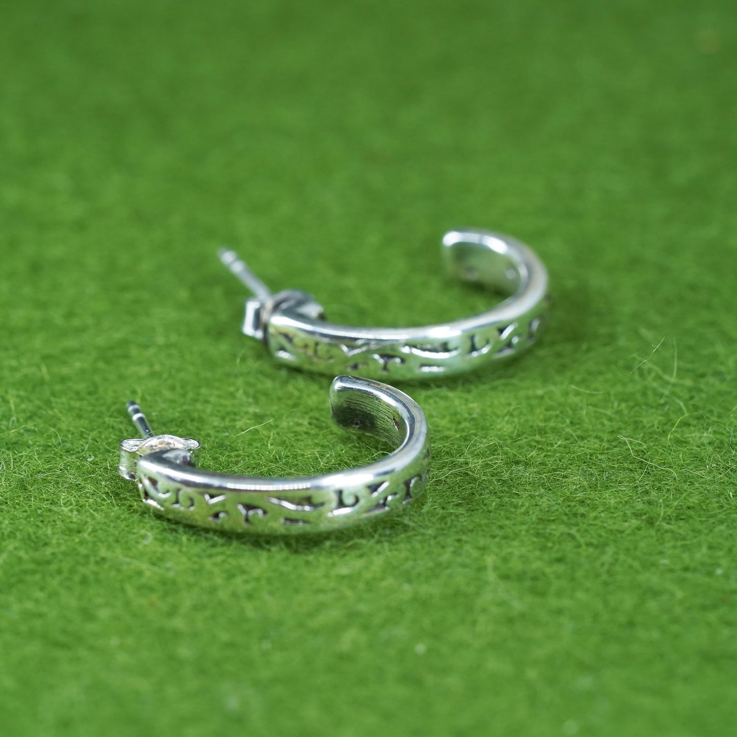 0.75", sterling silver wide hoops, lightweight 925 silver huggie earrings