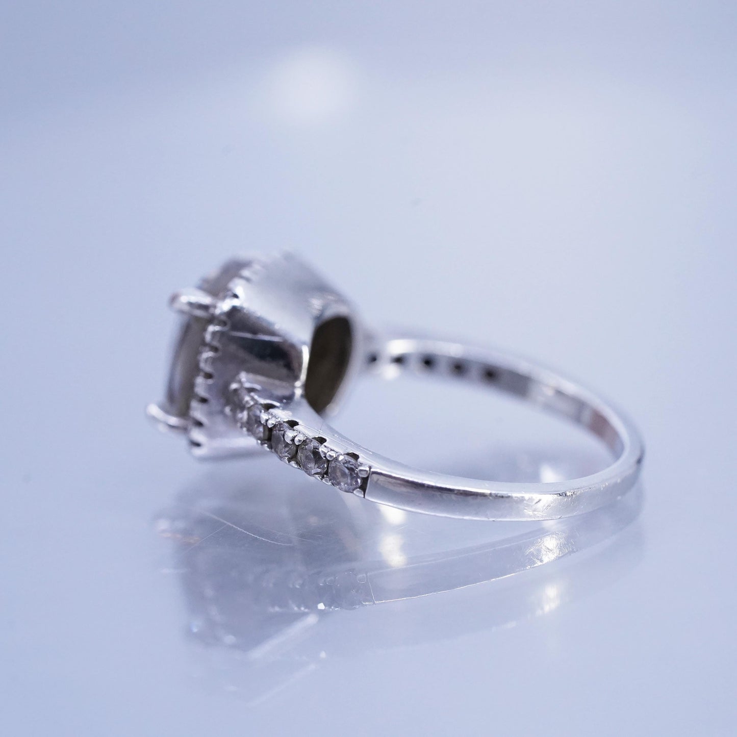 Size 6.75, vintage Sterling 925 silver statement engagement ring cluster Cz