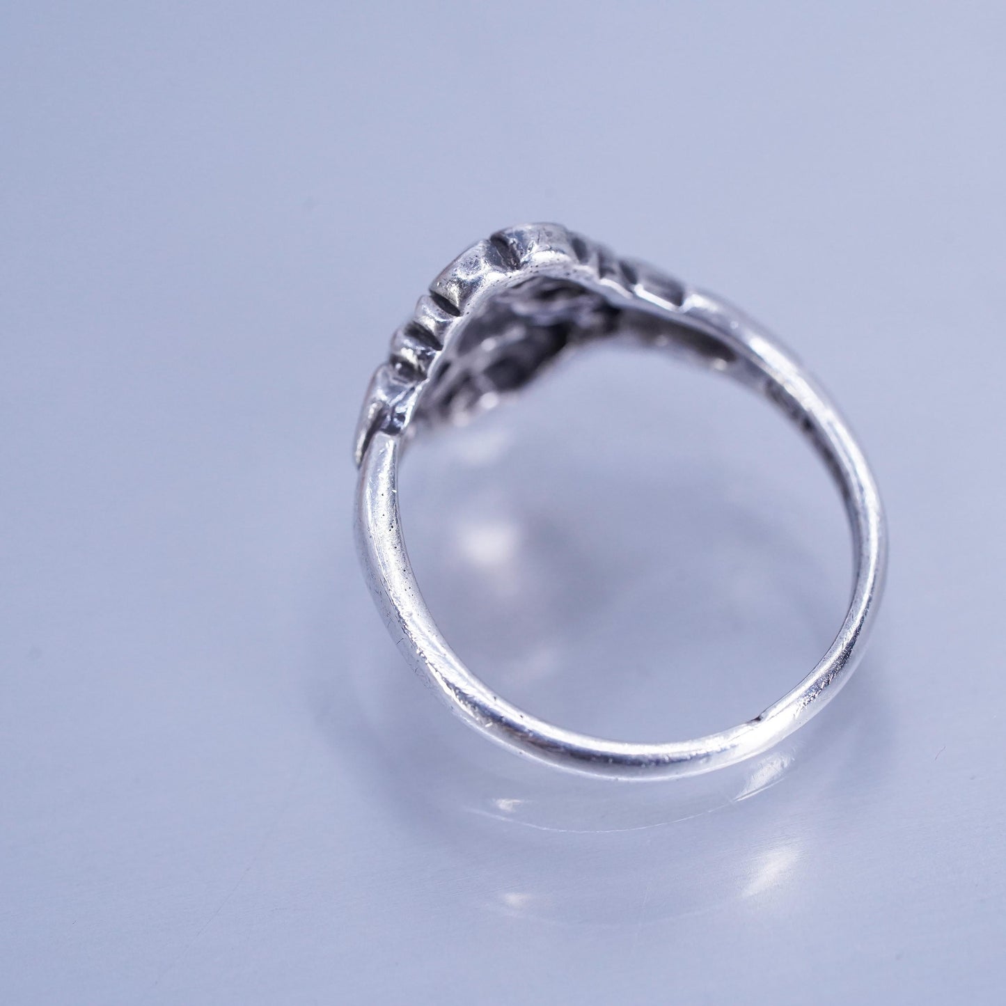 Size 5, vintage Sterling 925 silver handmade filigree ring