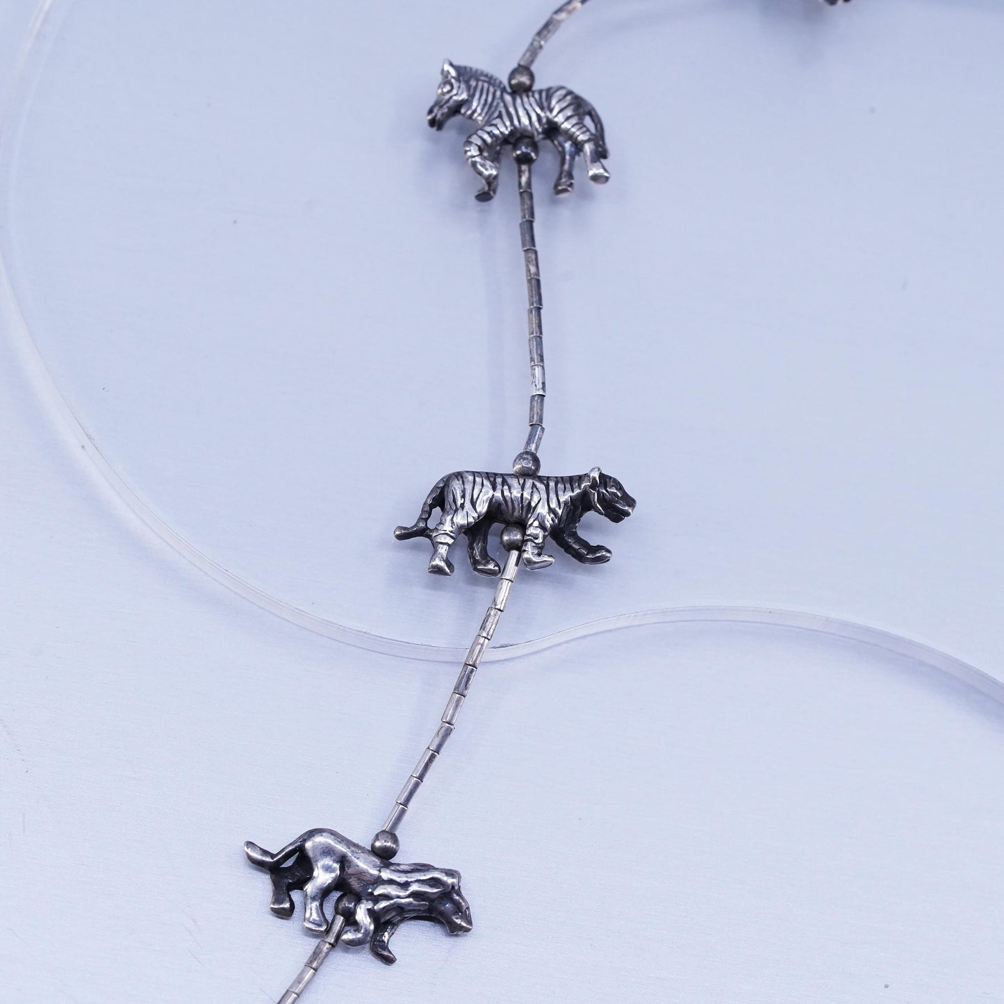 30”, Native American Liquid Sterling 925 Silver chain necklace, animal Fetish