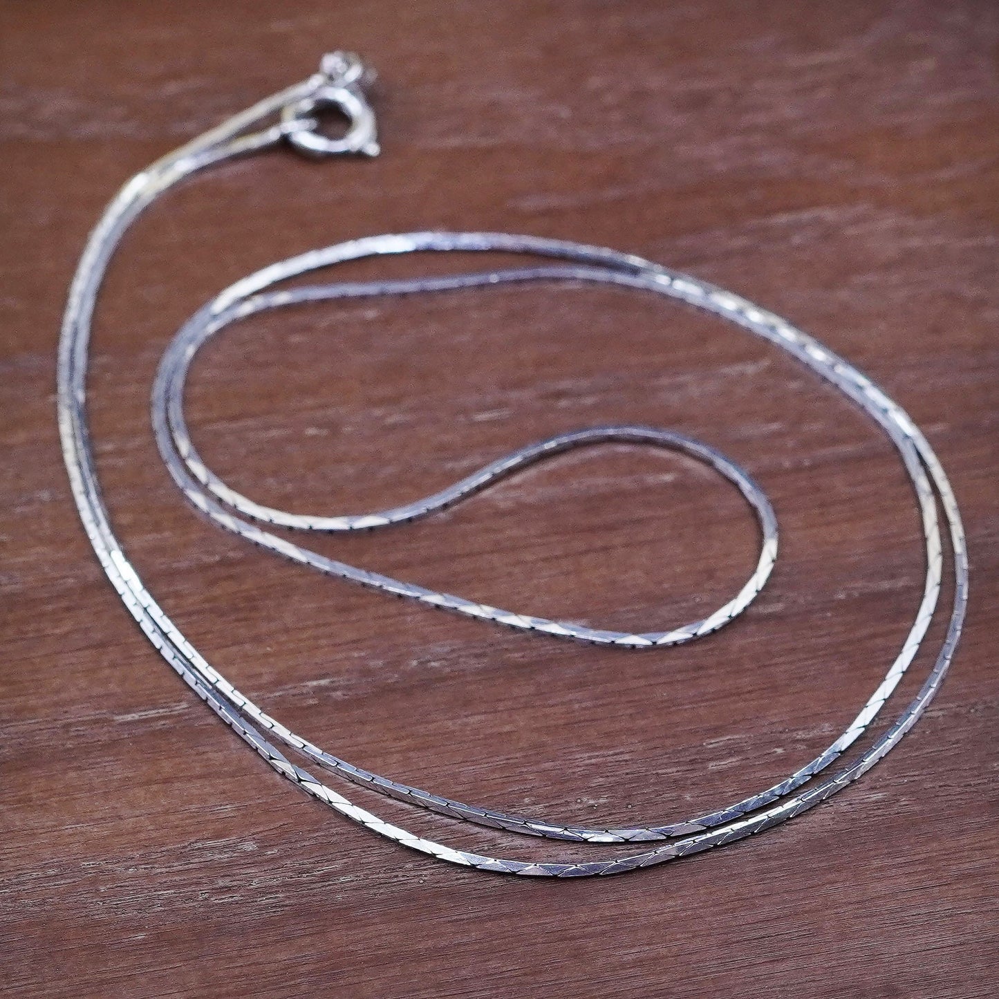 24”, 1mm, vintage sterling silver snake chain, Italy 925 silver necklace