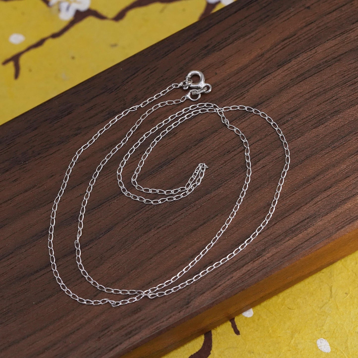 18" 1mm, vintage Sterling silver necklace, Italian 925 curb chain