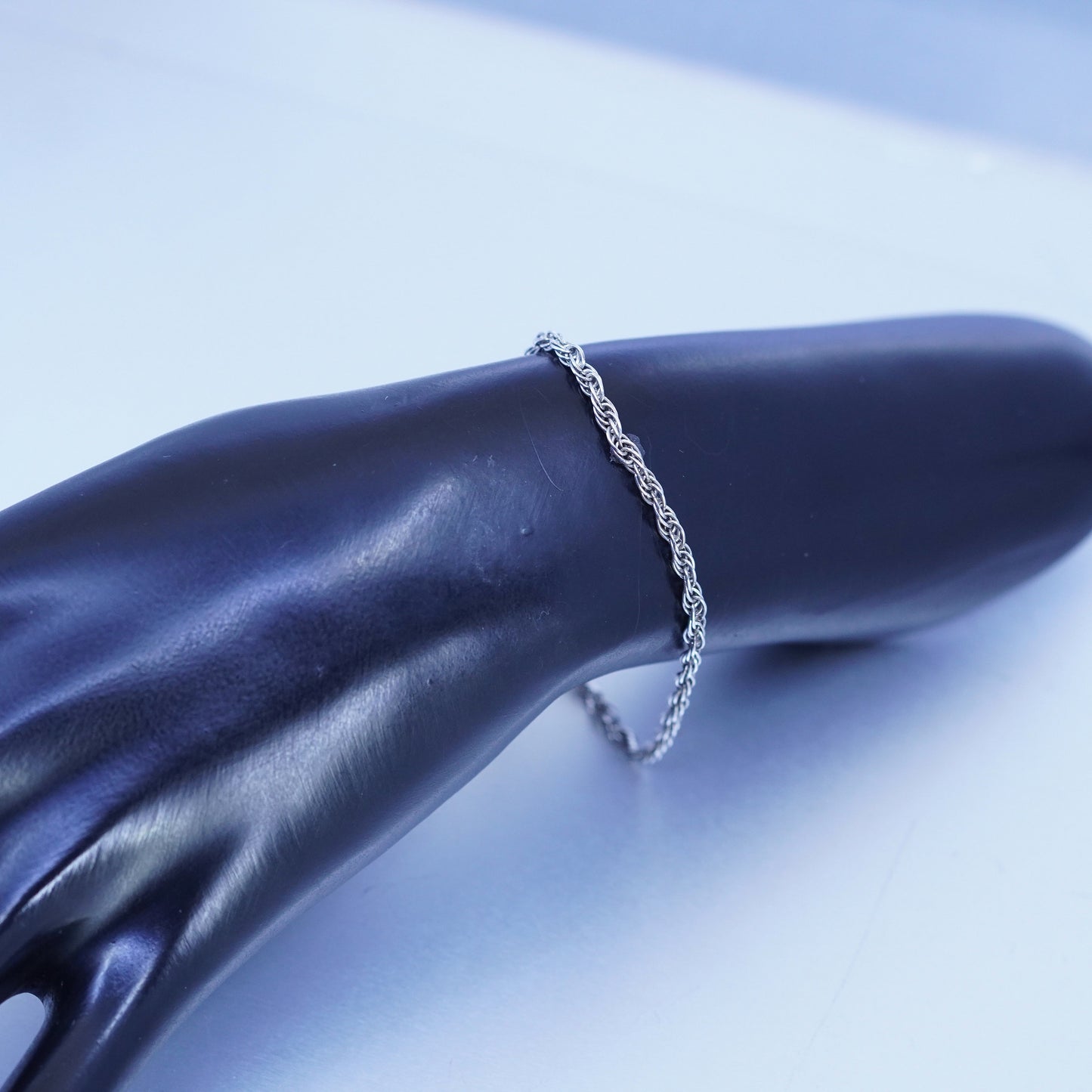 6.75”, vintage Sterling 925 silver bracelet, Singapore rope chain