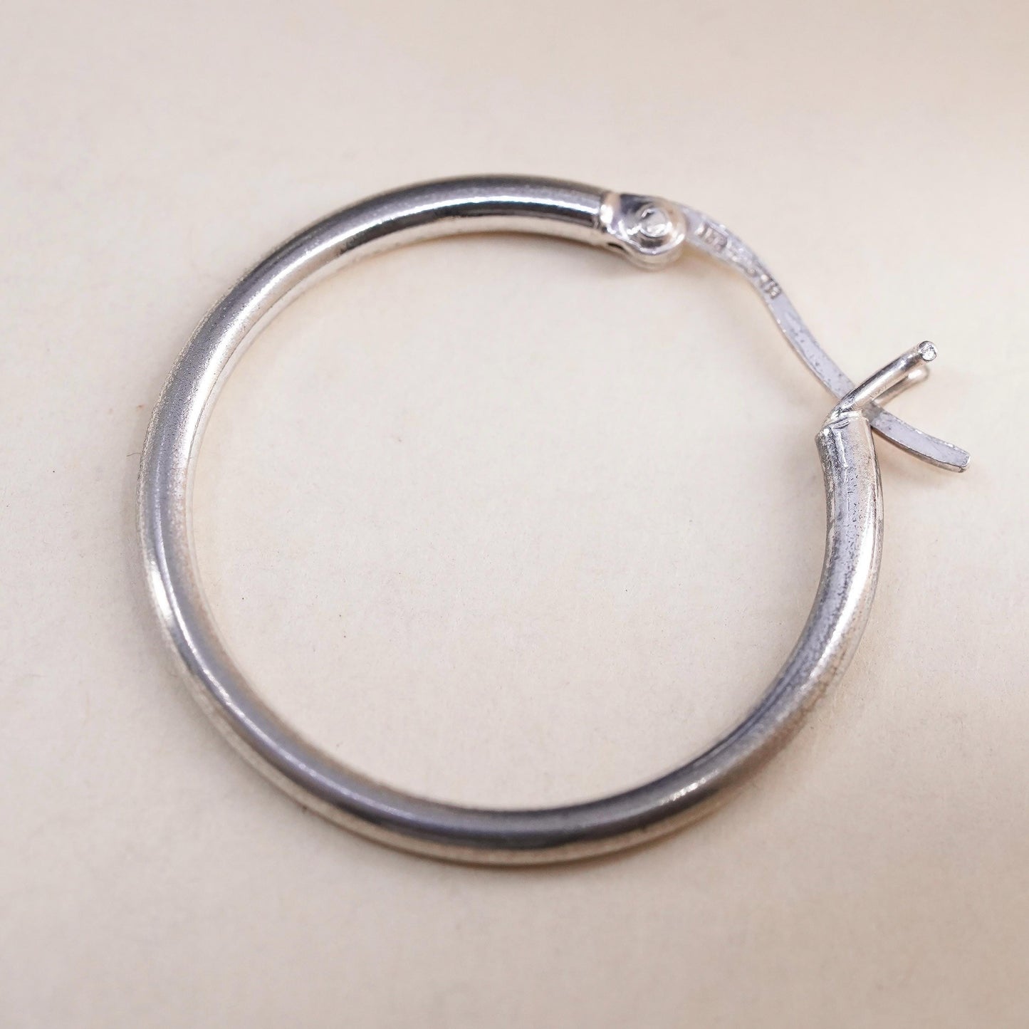 1", Vintage sterling silver loop single earring, minimalist primitive hoop