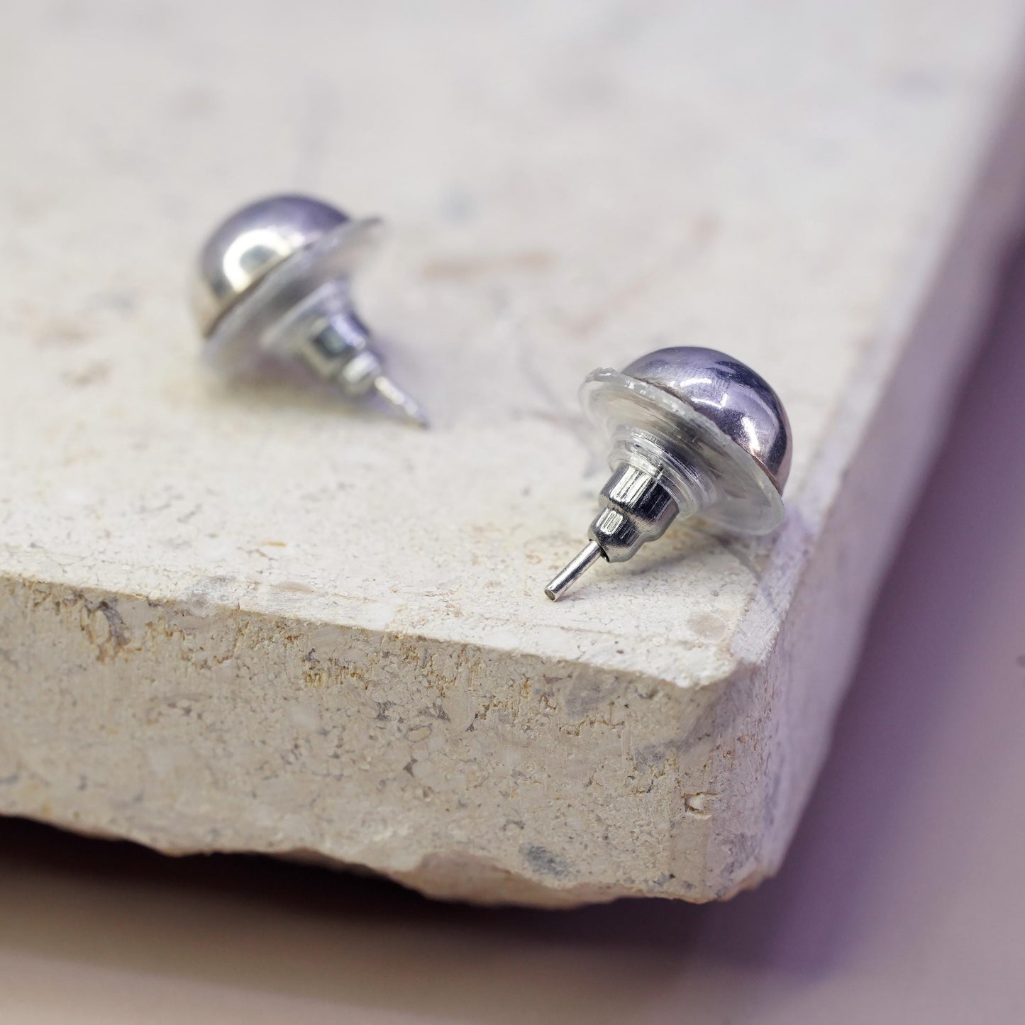 7mm Sterling silver dome studs earrings, silver tested