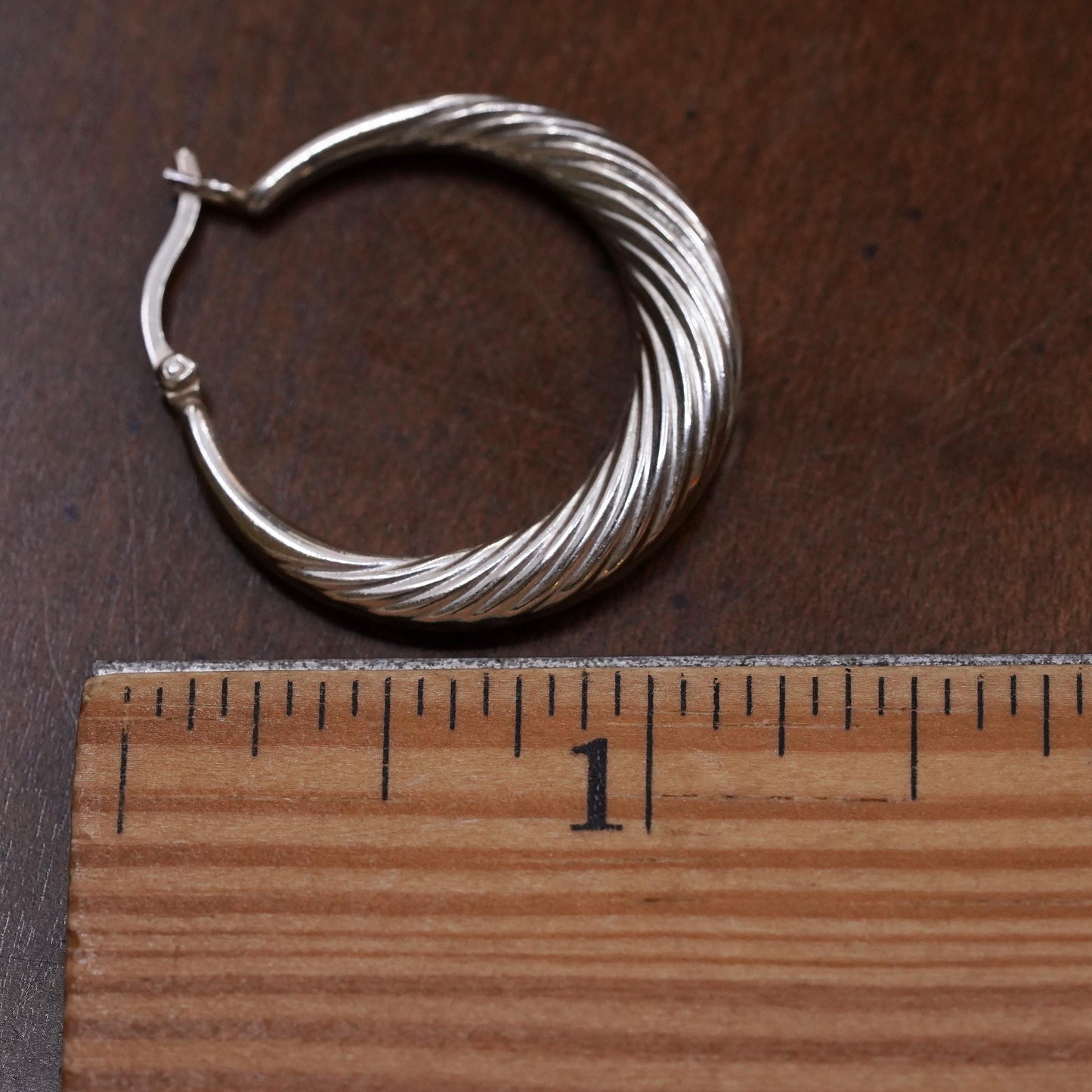 1", Vintage sterling silver loop single earring, fashion primitive twisted hoop